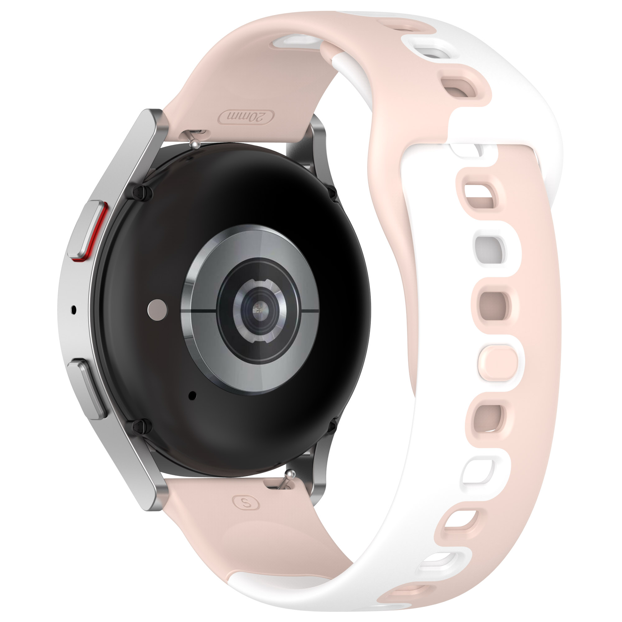 

Für Samsung Galaxy Watch6 / Watch6 Classic / Uhr 5 / 5 Pro / Uhr4 / Watch4 Klassisches Dual Color Watch -gurt 20mm Silikon Uhrband - Rosa / Weiß, Galaxy Watch6 40mm