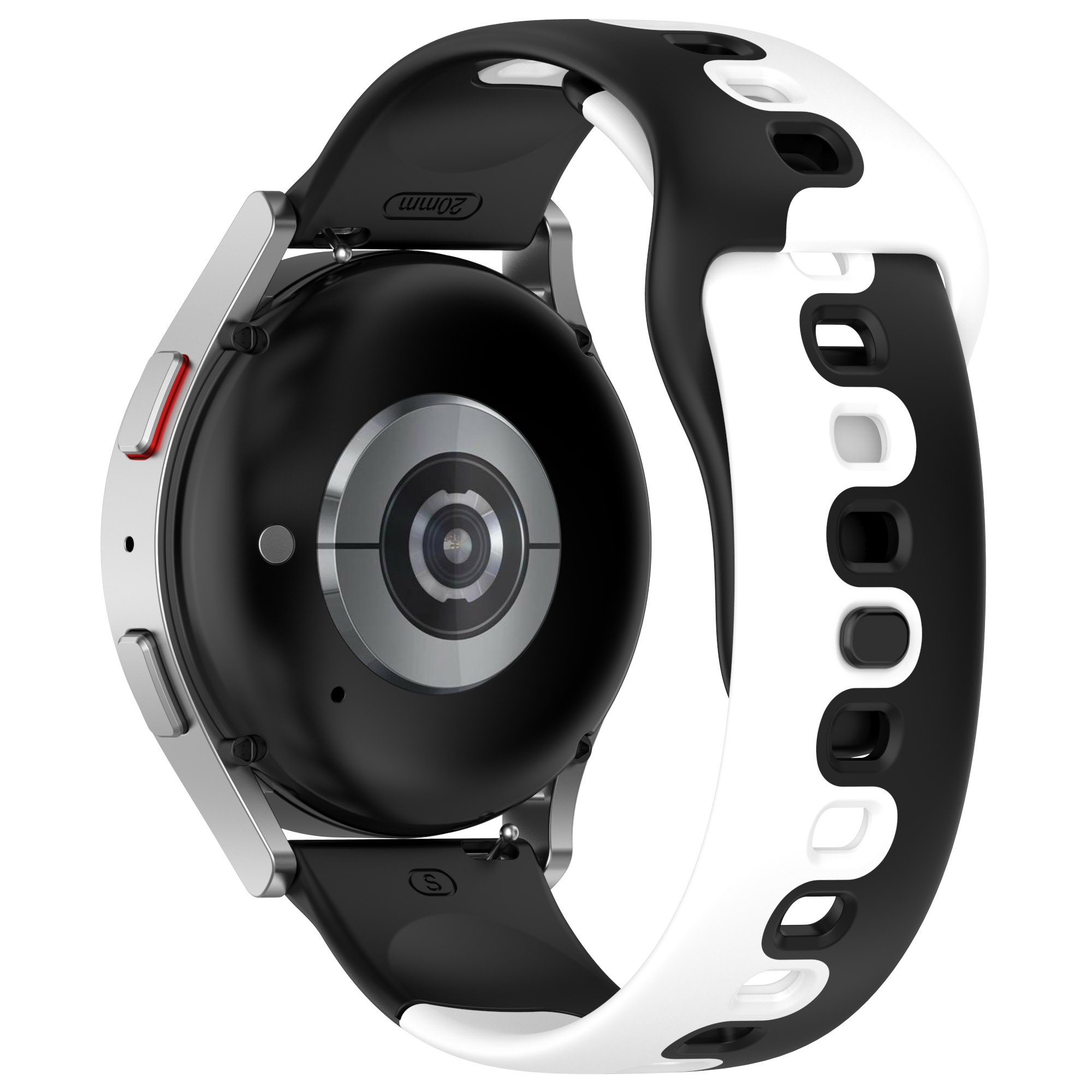 

Für Samsung Galaxy Watch6 / Watch6 Classic / Uhr 5 / 5 Pro / Uhr4 / Watch4 Klassisches Dual Color Watch -gurt 20mm Silikon Uhrband - Schwarz / Weiß, Galaxy Watch6 40mm