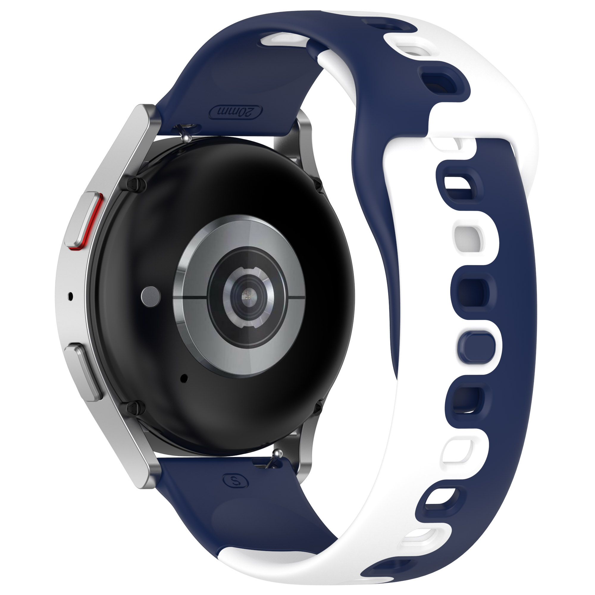 

Für Samsung Galaxy Watch6 / Watch6 Classic / Uhr 5 / 5 Pro / Uhr4 / Watch4 Klassisches Dual Color Watch -gurt 20mm Silikon Uhrband - Blau / Weiß, Galaxy Watch6 40mm