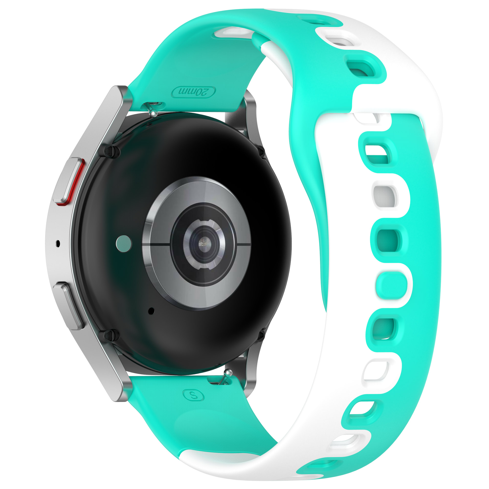 

Für Samsung Galaxy Watch6 / Watch6 Classic / Uhr 5 / 5 Pro / Uhr4 / Watch4 Klassisches Dual Color Watch -gurt 20mm Silikon Uhrband - Cyan / Weiß, Galaxy Watch6 40mm