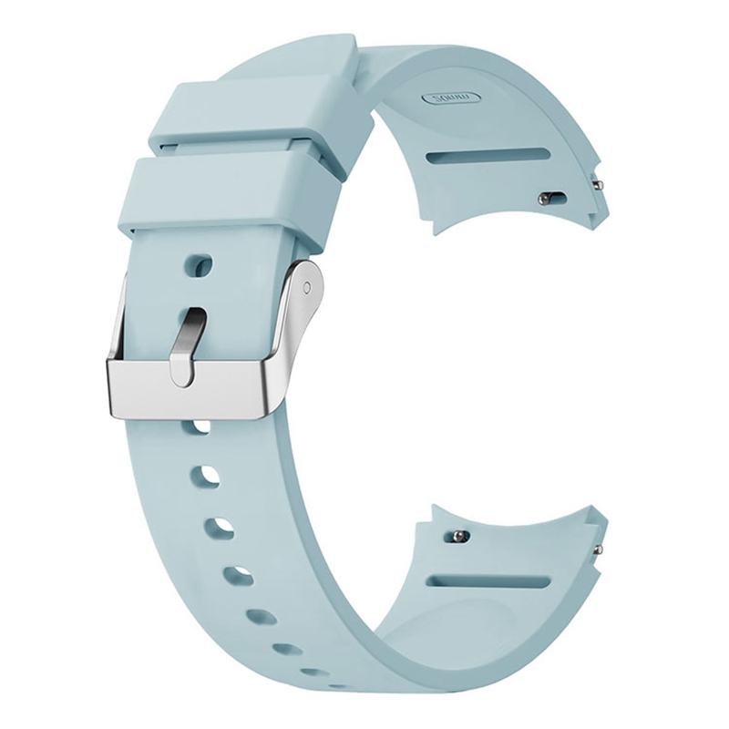 

Für Samsung Galaxy Watch6 40 mm / 44 mm / Watch6 Classic 43mm / 47mm Uhrenband Silikongurt Mit Silbernen Schnalle - Baby Blau, Galaxy Watch6 40mm