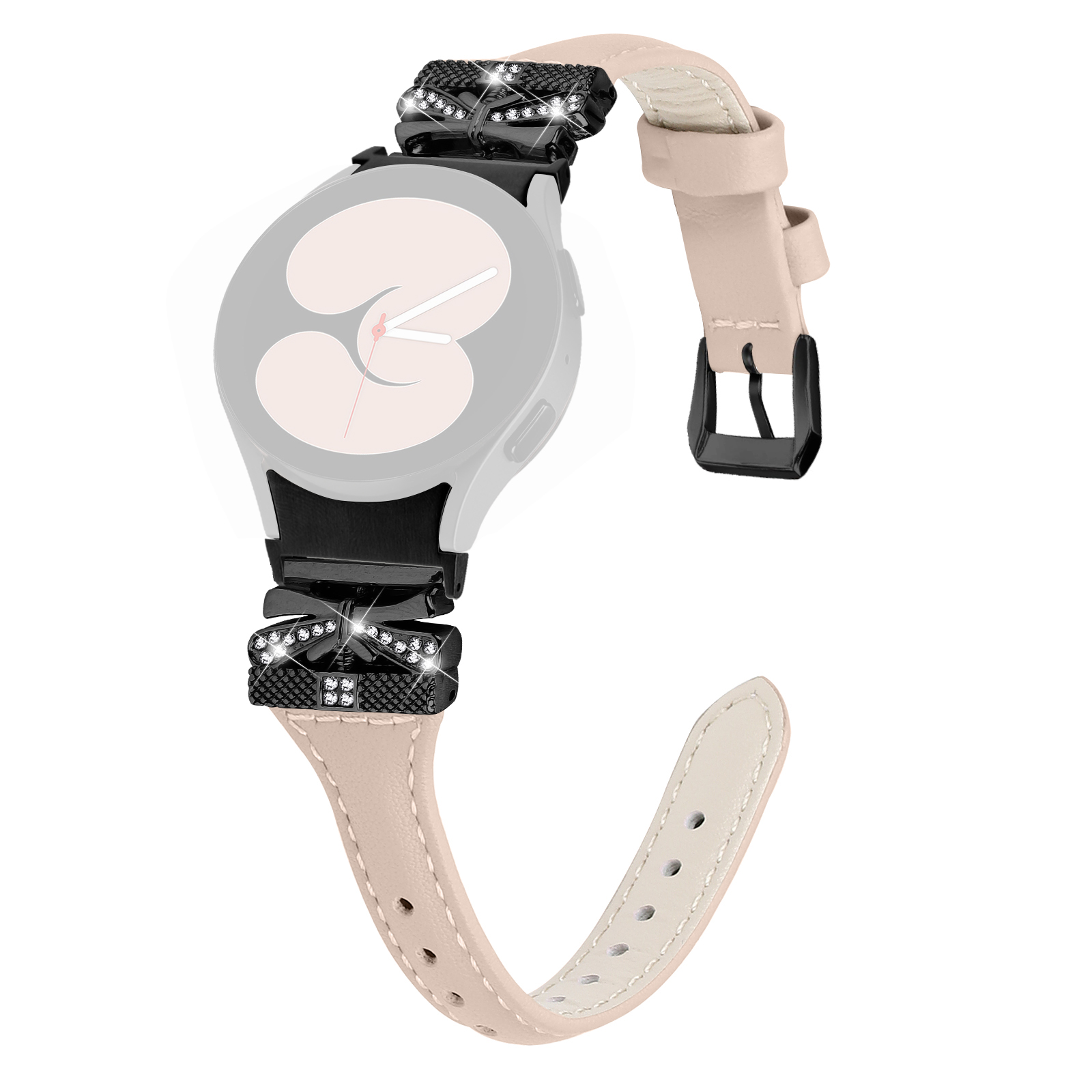 Black Buckle Strap for Samsung Galaxy Watch4     Watch5     Watch4 Classic     Watch4 Active     Watch5 Active Watchband with Butterfly Connector - Ap