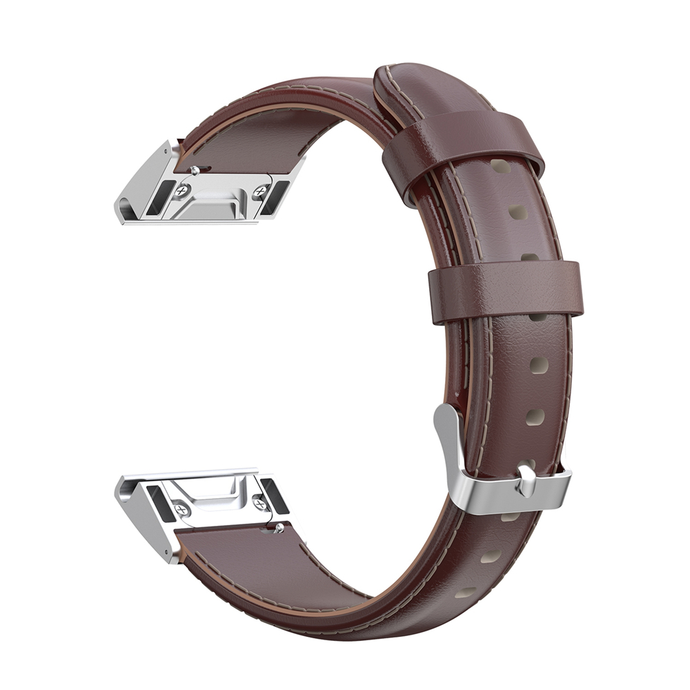 

22mm Quick Detachable Cowhide Leather Watch Strap for Garmin Fenix 6 Pro - Brown, Garmin Fenix 5