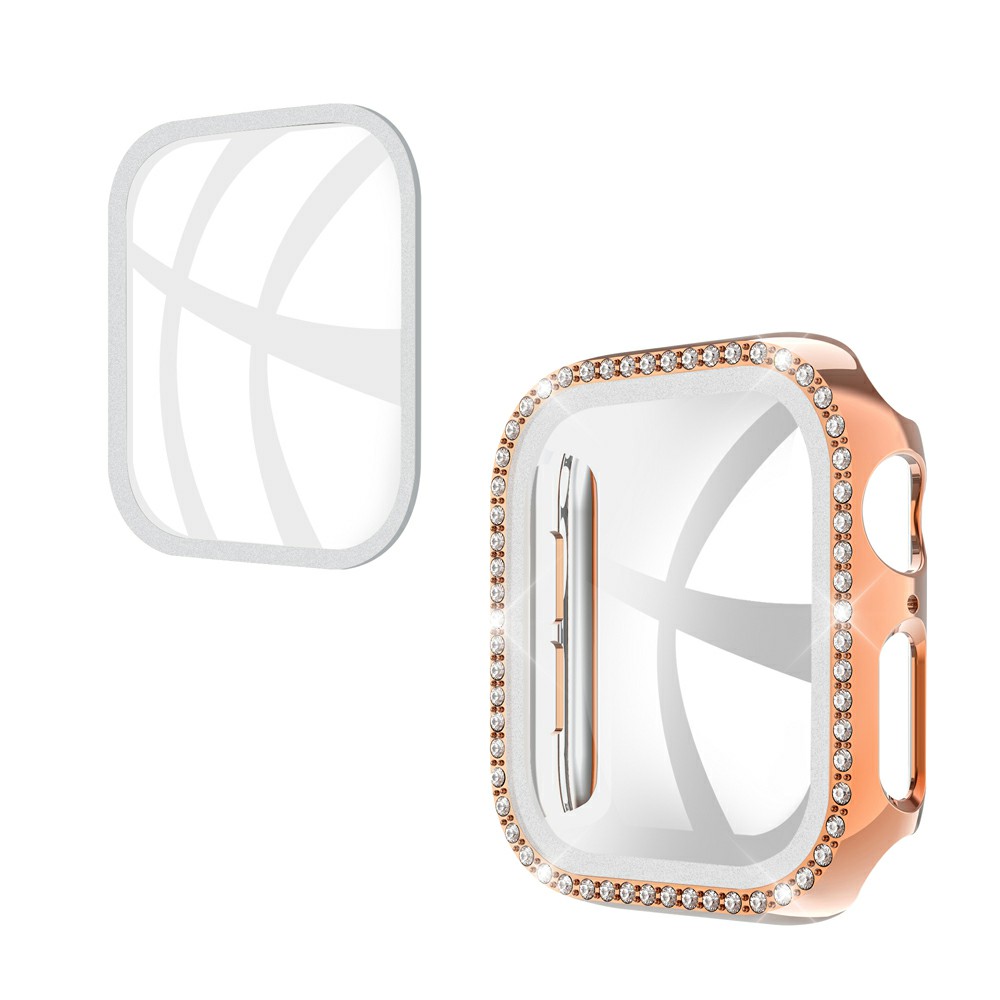 

Rhinestone Decor Tempered Glass+PC All-round Protective Watch Cover for Apple Watch Series 3/2/1 42mm - Rose Gold, Apple Watch Series 3 42mm