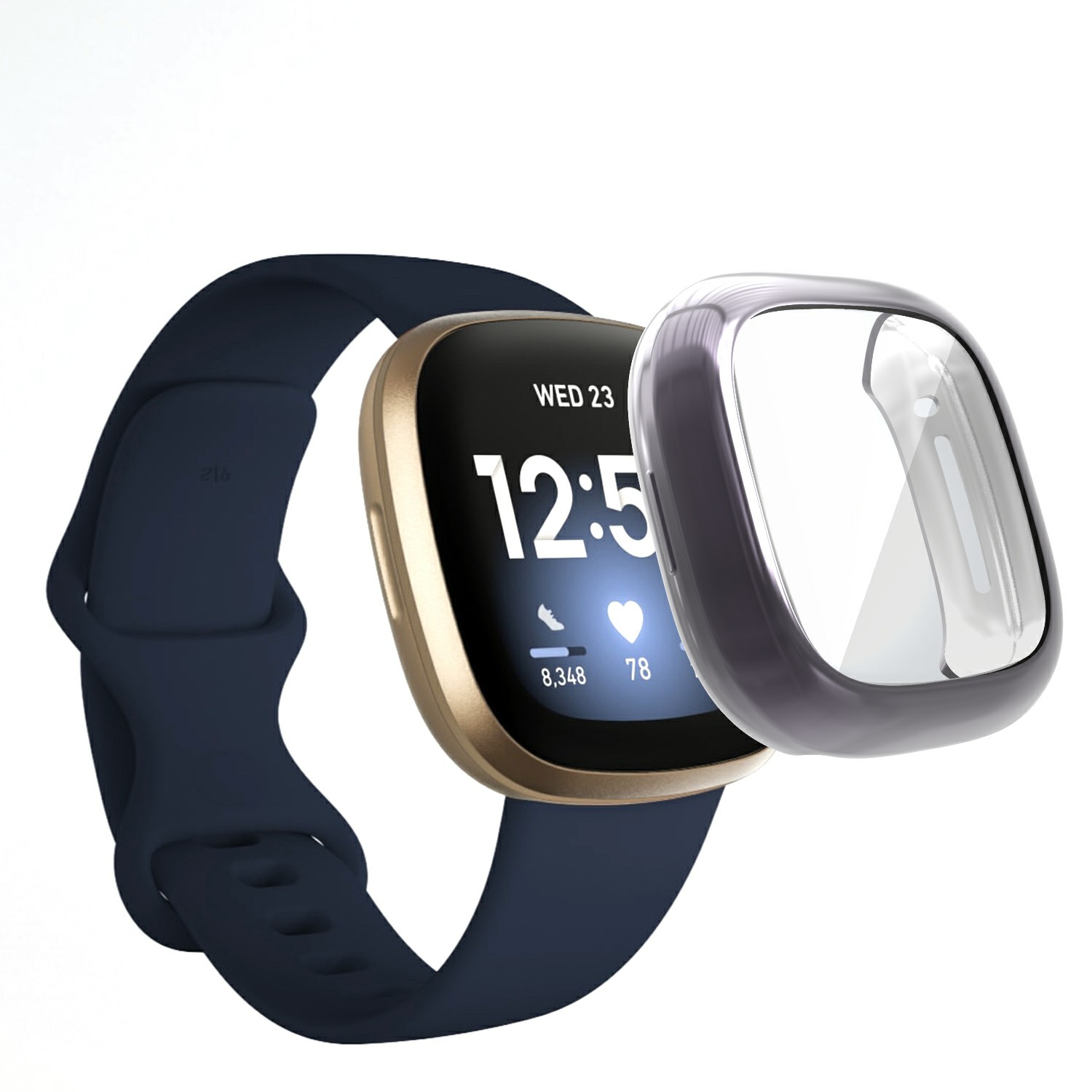 

Всесторонний Чехол Для Fitbit Sense / Versa 3 Защитные Гальванические Часы TPU - Серый, Fitbit Sense