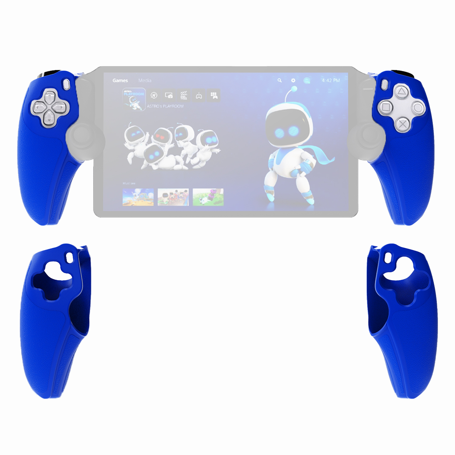 For Sony PS5 Portal Handheld Console Protective Cover Left and Right Controller Silicone Case - Blue