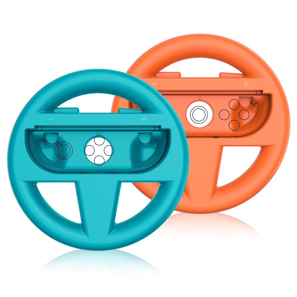 JYS-NS2261 2Pcs For Nintendo Switch 2 Left and Right Joy-Con Racing Steering Wheel Controller - Blue+Orange
