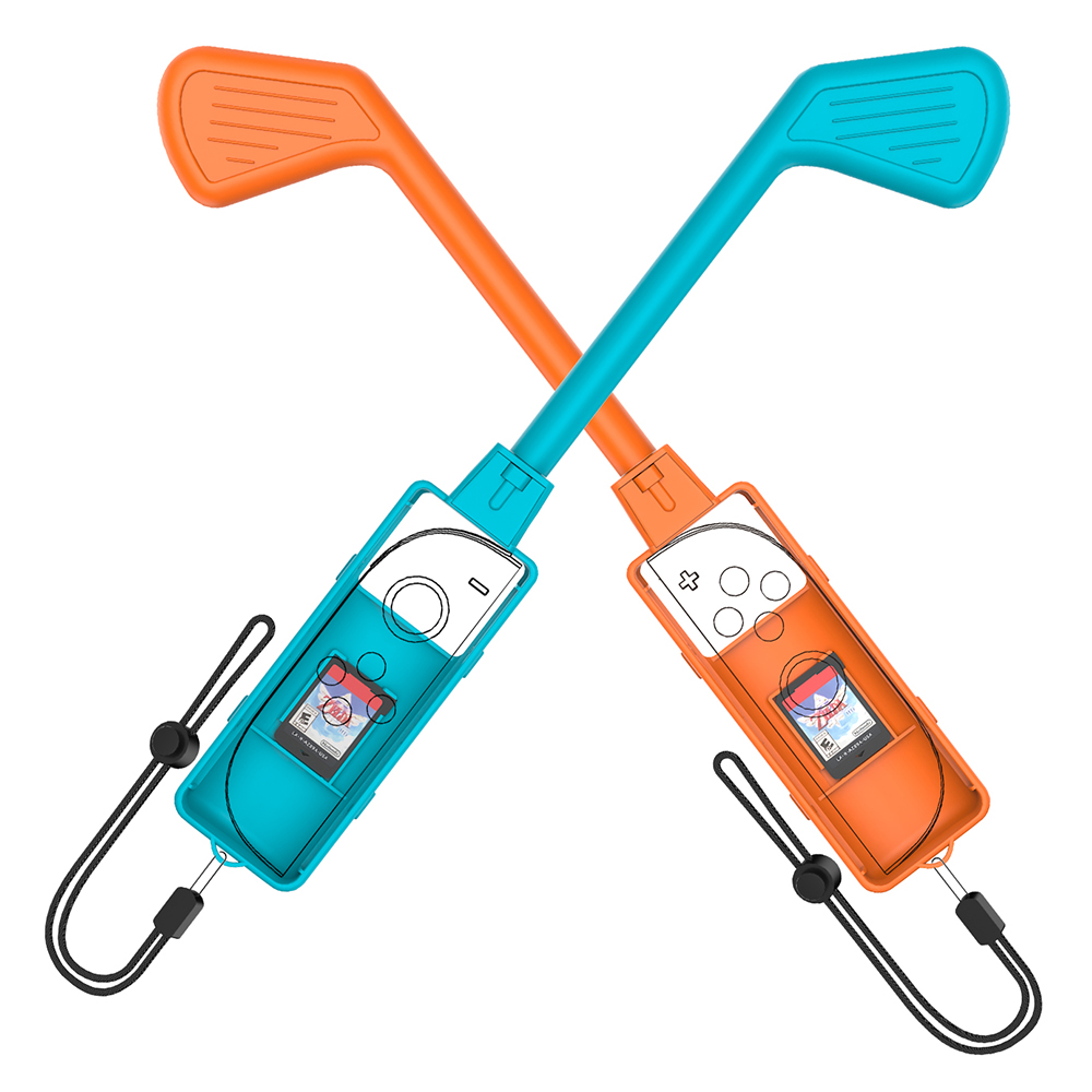 JYS-NS2265 For Nintendo Switch 2 Left and Right Joy-Con Controller Golf Club Grip with Lanyard - Blue+Red