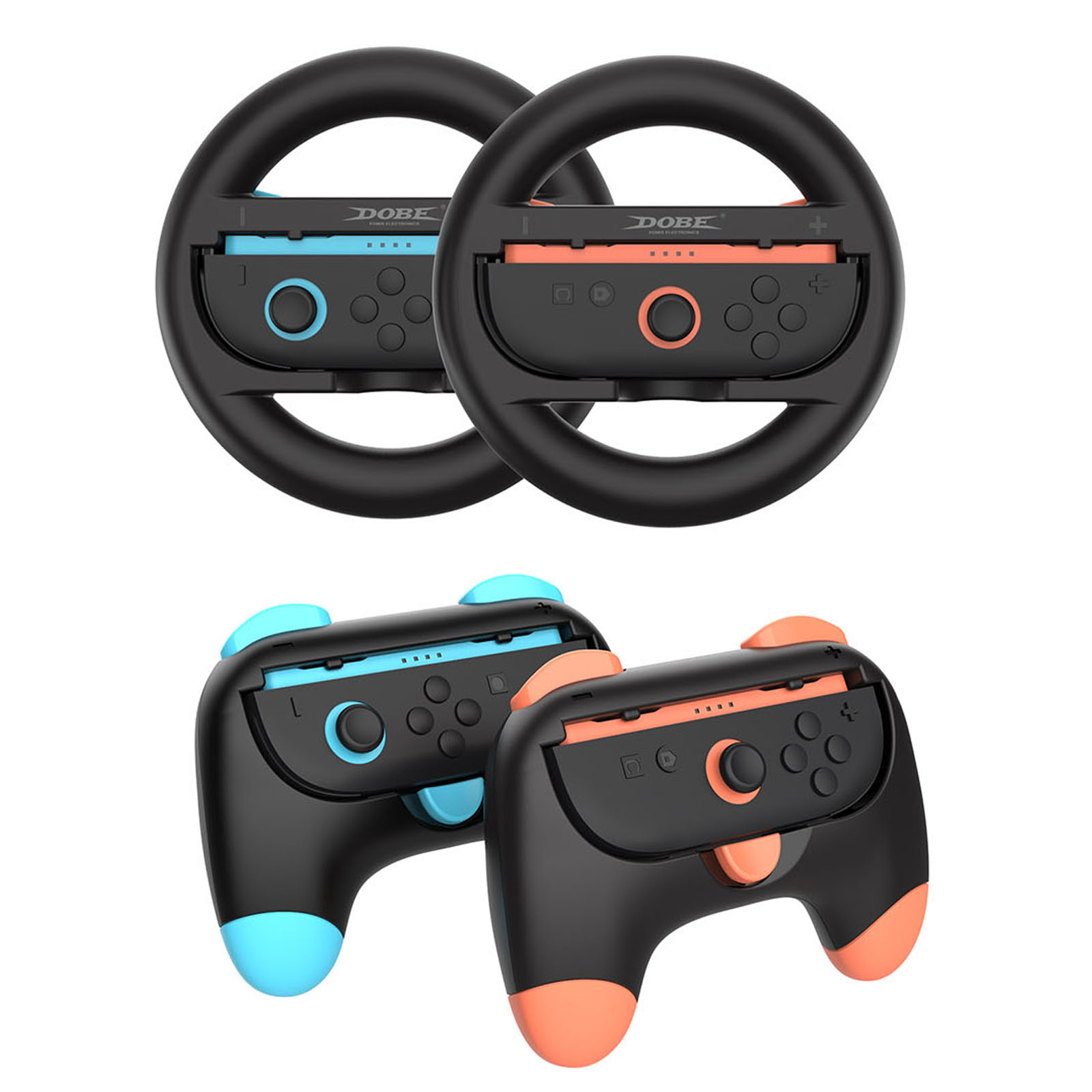 DOBE TNS-5110 For Nintendo Switch 2 4 in 1 Left Right Joy-Con Controller Circular Racing Wheel Grip Handle Set