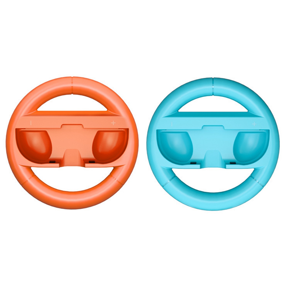 S202 For Nintendo Switch 2 Joy-Con 2Pcs Racing Steering Wheel Grip Handle Game Controller Accessory - Orange+Blue