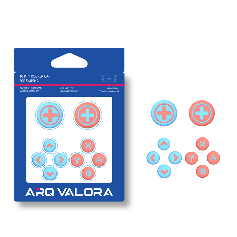 10 in 1 For Nintendo Switch 2 Silicone Thumb Grips Button Caps Joystick Covers Game Controller Protection Kit - Blue-Orange