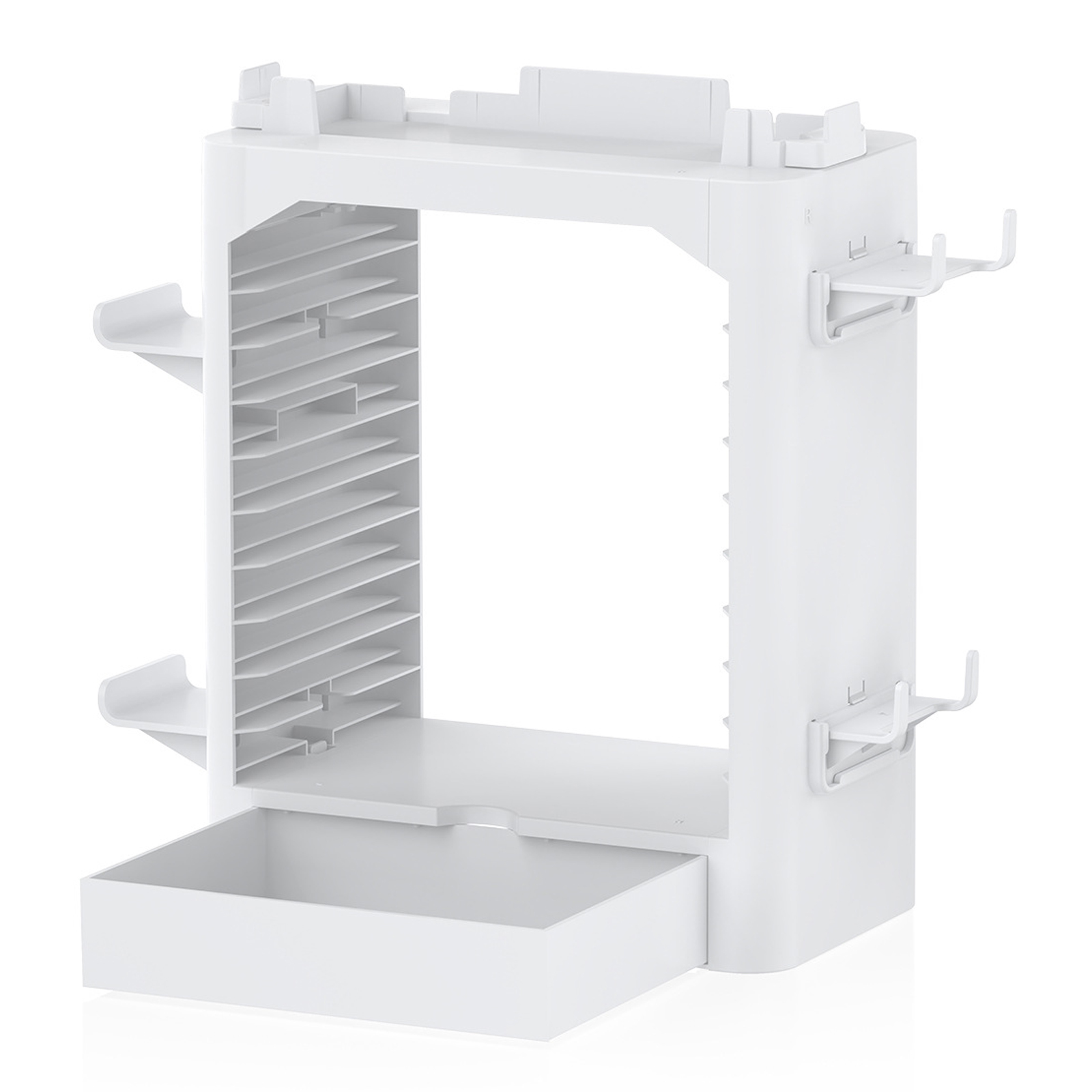 JYS-NS153 Game Storage Tower for Nintendo Switch OLED / Switch / Switch 2 Game Card Storage Rack Stand Controller Hanger - White