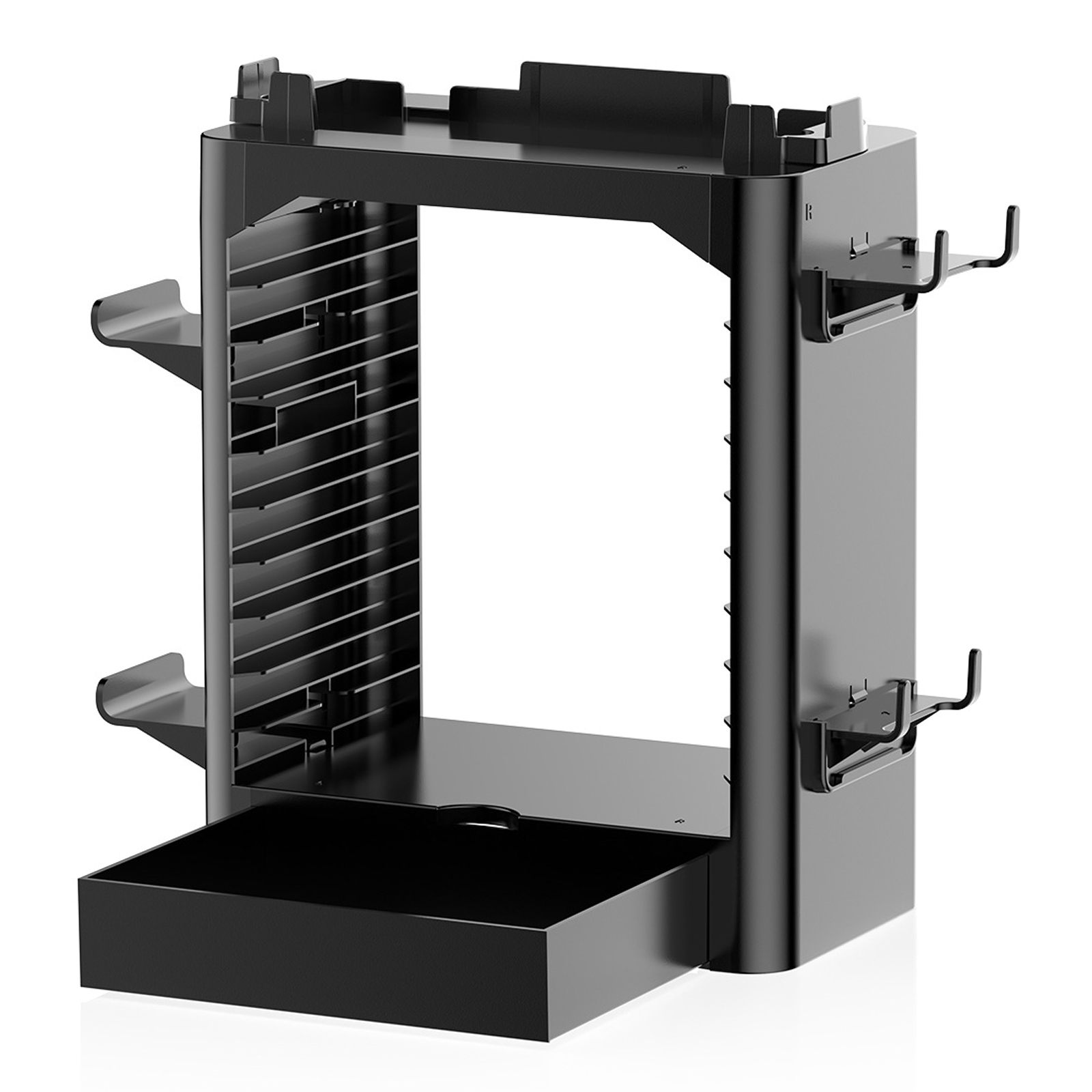 JYS-NS153 Game Storage Tower for Nintendo Switch OLED / Switch / Switch 2 Game Card Storage Rack Stand Controller Hanger - Black
