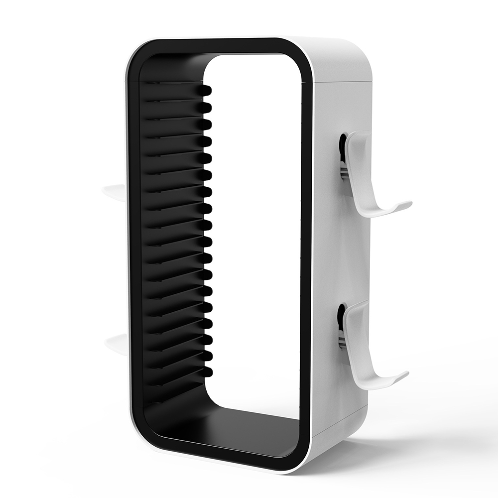 KP06 Gaming Disc Storage Rack for Sony PlayStation 5/Nintendo Switch/Xbox One/Series X Game Controller Hanger Bracket - White Black