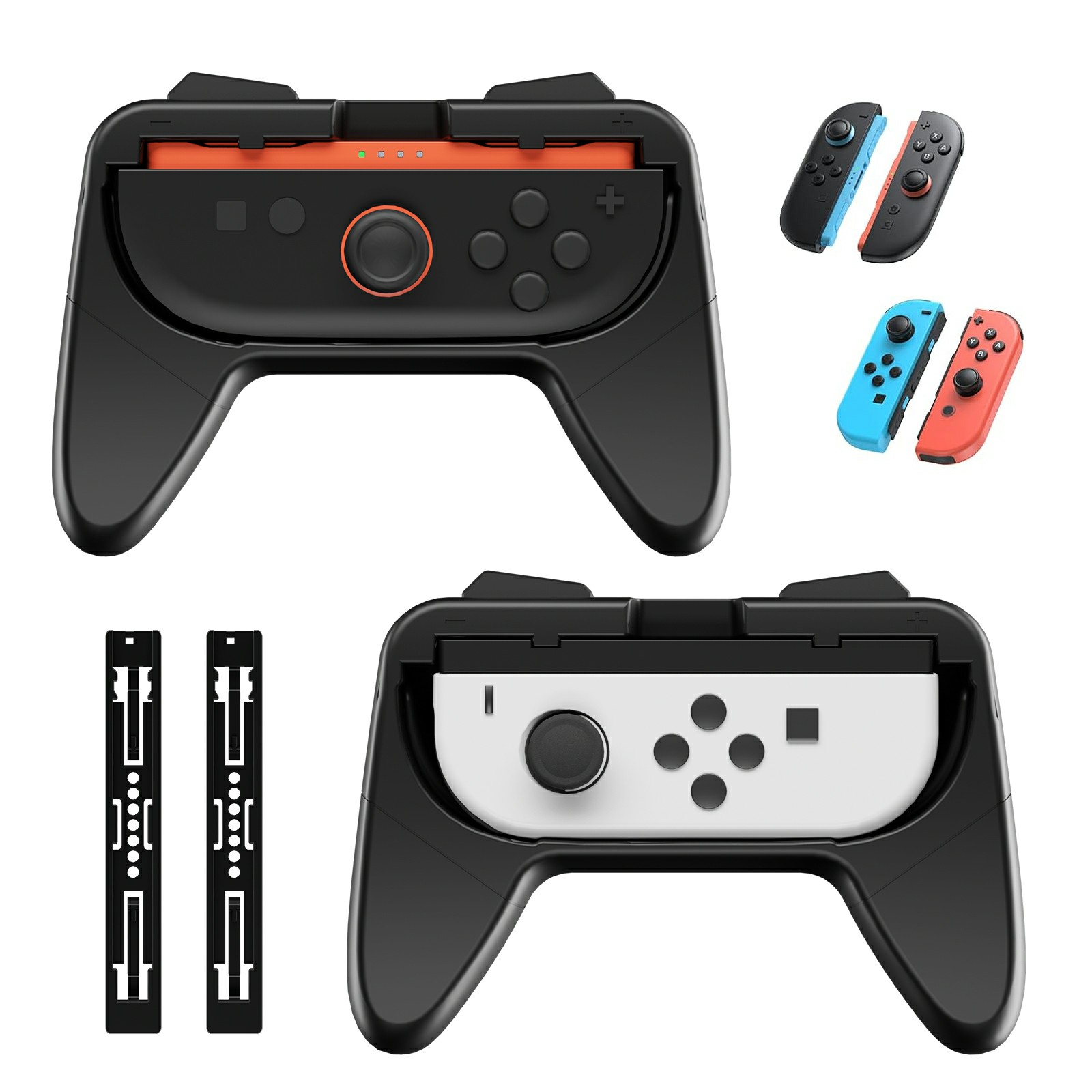 For Nintendo Switch OLED  /  Switch 2 2Pcs Gaming Controller Grips Ergonomic Comfortable Handheld Holder - Black