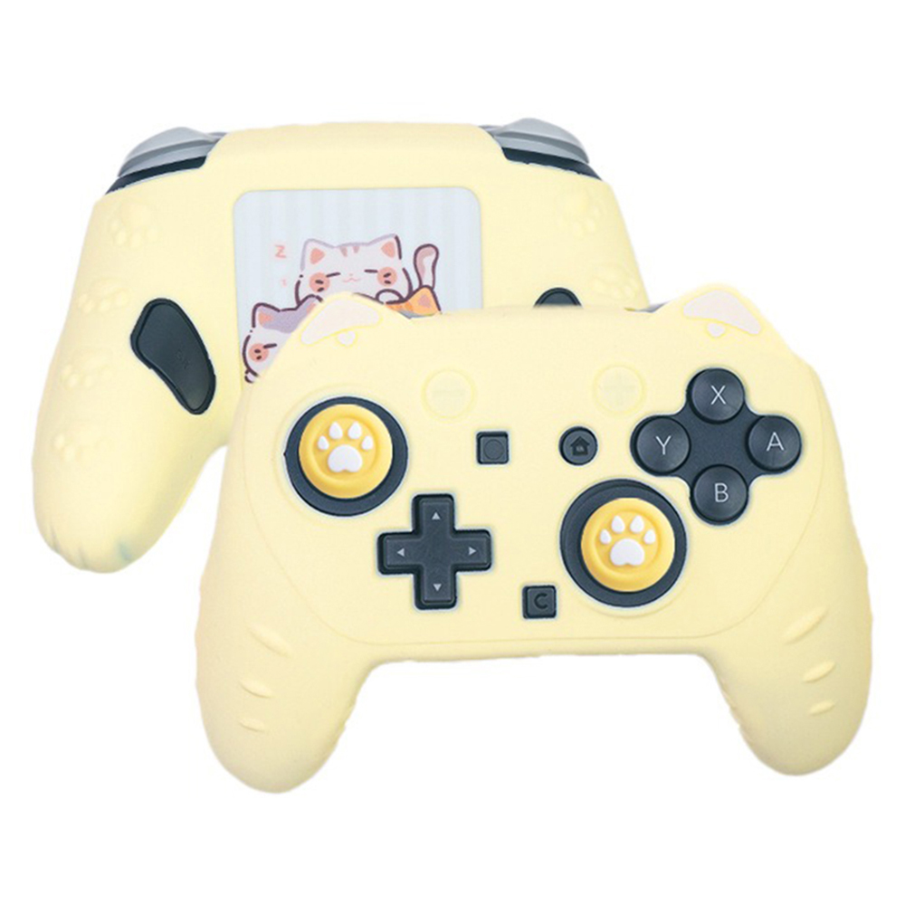 For Nintendo Switch 2 Pro Silicone Case Anti Slip Cat Ear Design Controller Protective Cover - Yellow