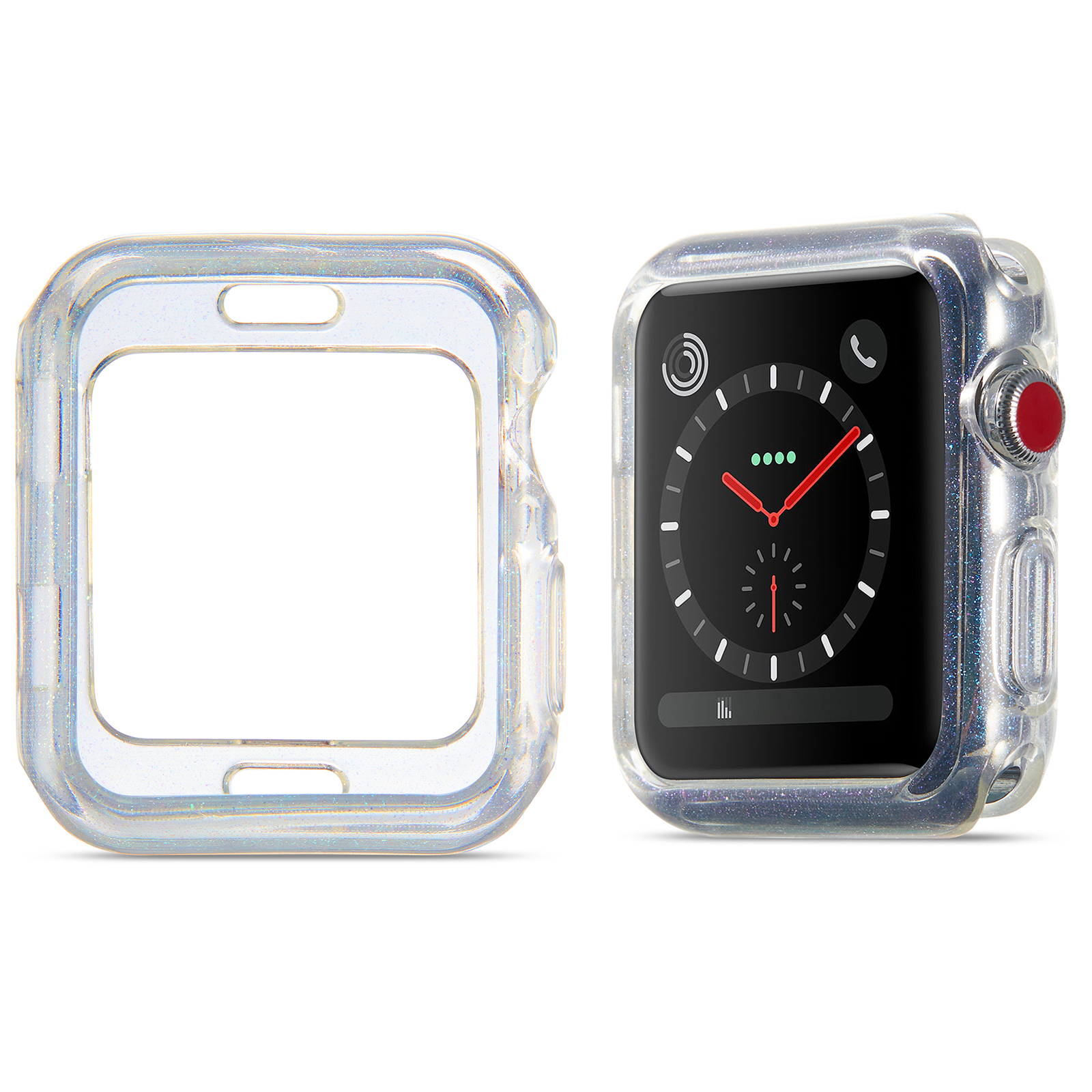 

Мягкий TPU Блеск Порошок Прозрачной Часы Чехол Для Часы Чехол Для Apple Watch Series 3/2/1 42 ​​мм - Прозрачный Синий, Apple Watch Series 1 42mm
