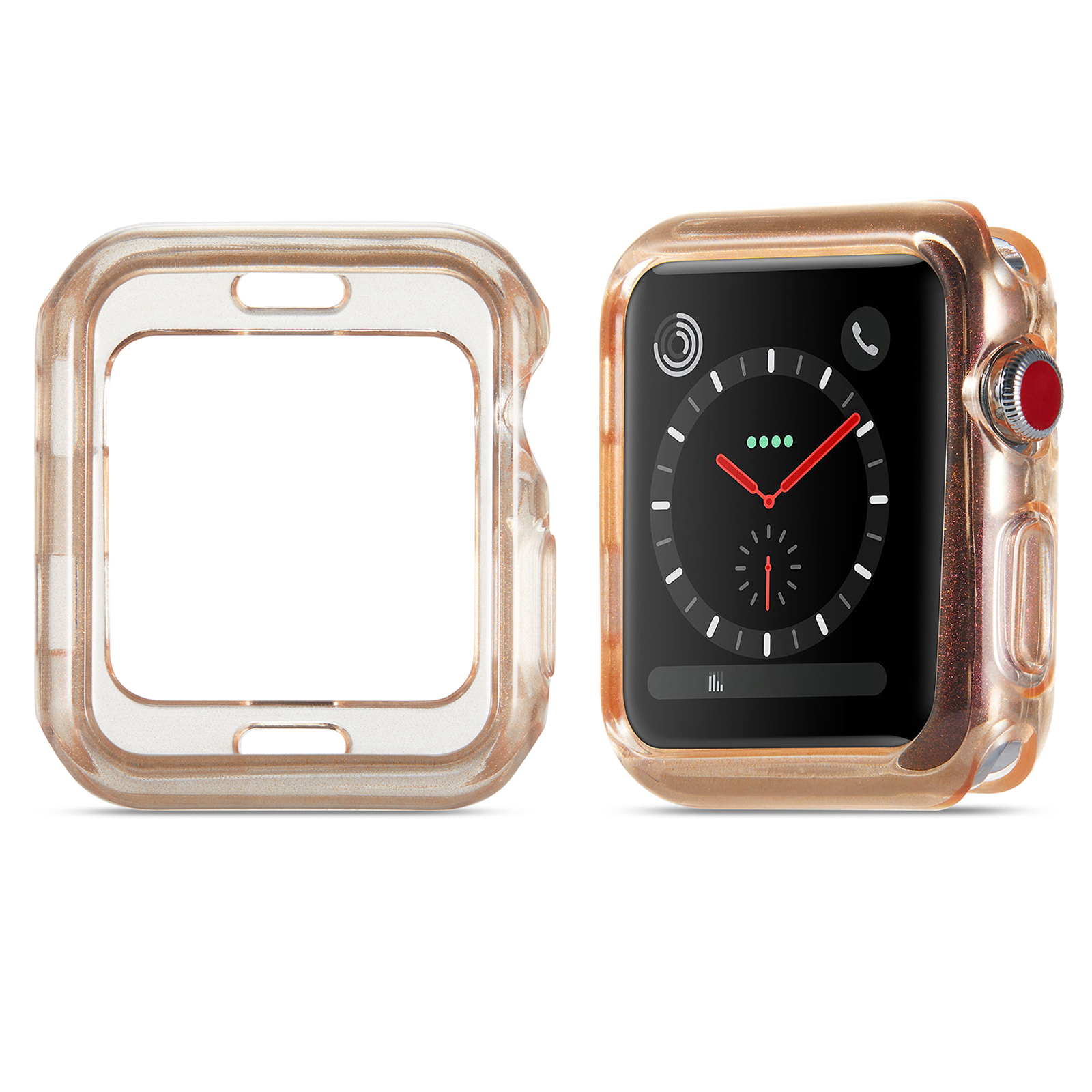 

Soft TPU Glitter Powder Transparent Watch Cover Frame Case for Apple Watch Series 3/2/1 42mm - Transparent Pink, Apple Watch Series 1 42mm