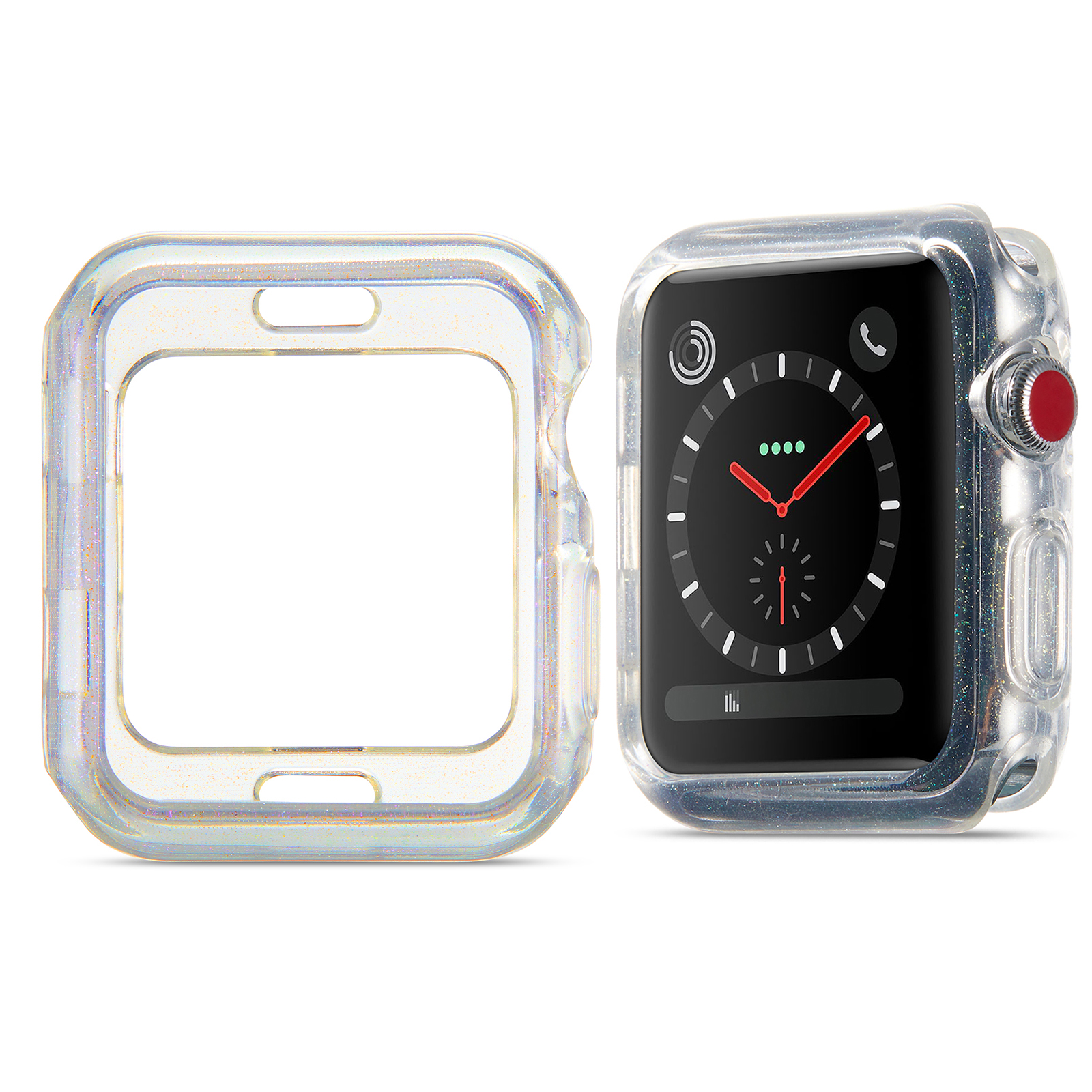 

Soft TPU Glitter Powder Transparent Watch Cover Frame Case for Apple Watch Series 3/2/1 42mm - Transparent Purple, Apple Watch Series 1 42mm