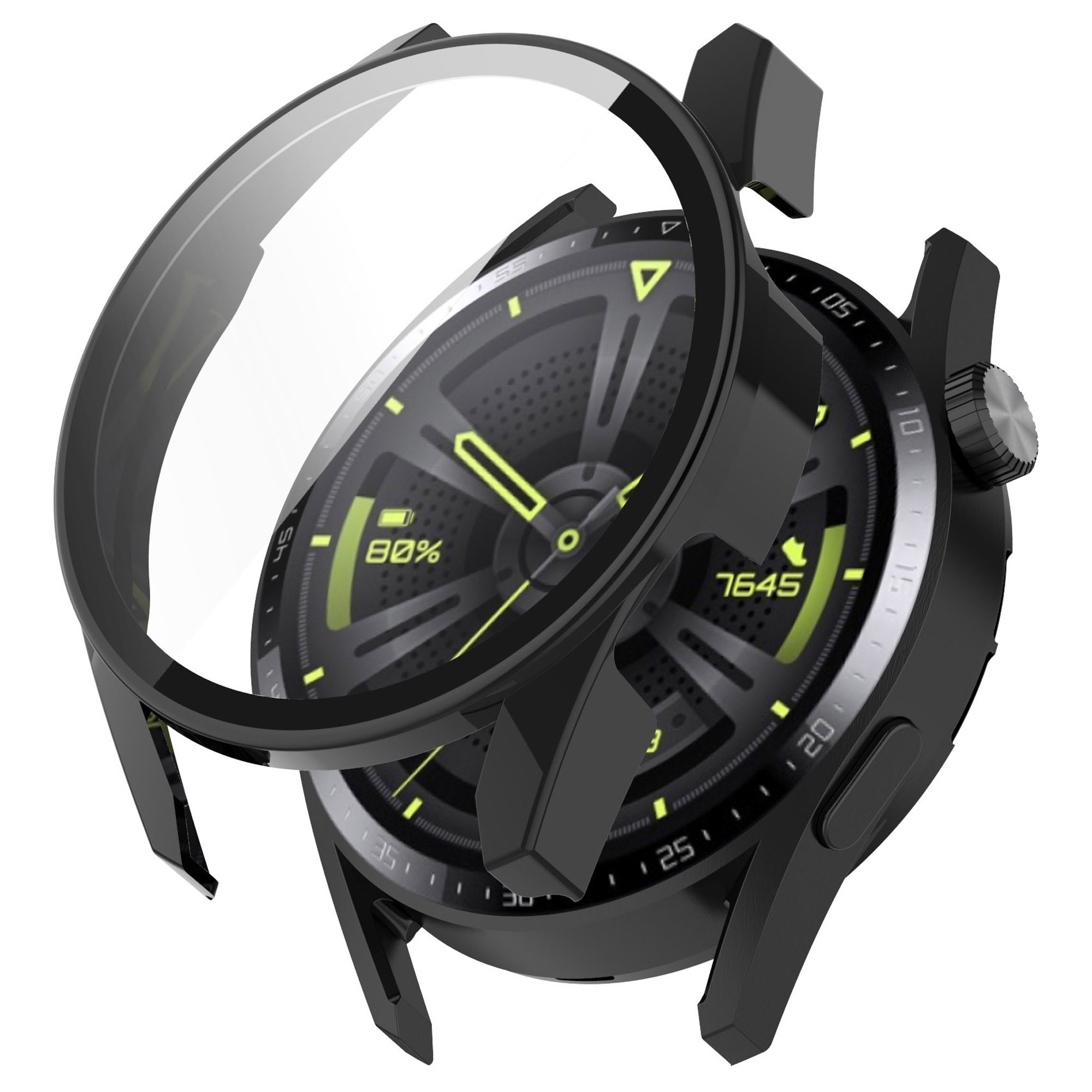 

Scratch Resistant Overall Hard PC Cover with HD Tempered Glass Screen Protector for Huawei Watch GT 3 42mm - Black, Other Huawei Models