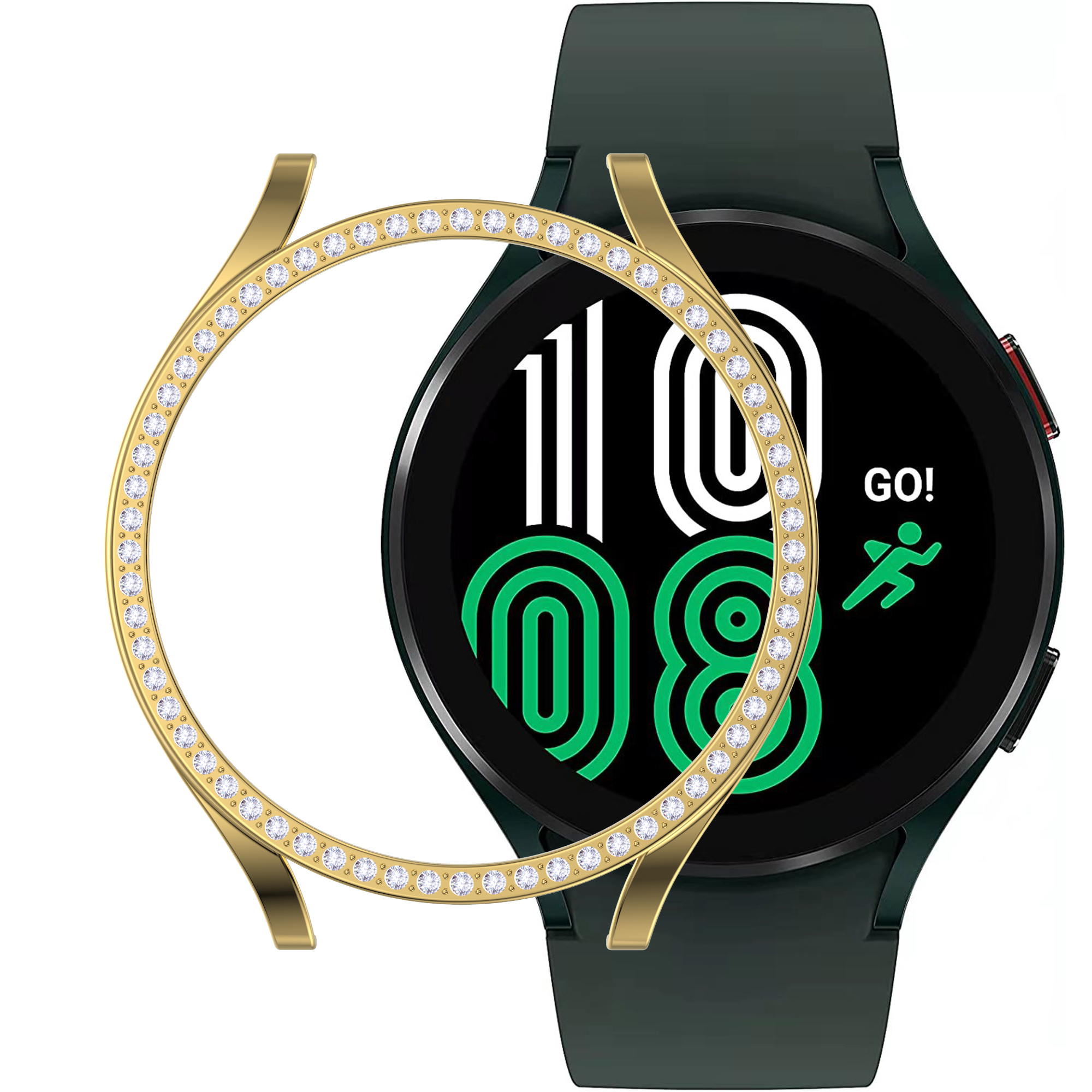 

Для Samsung Galaxy Watch4 44 Мм Часы Для Часов Протектор Стразы Harf-Pack Жесткий ПК Защитный Чехол - Золото, Samsung Galaxy Watch4 44mm