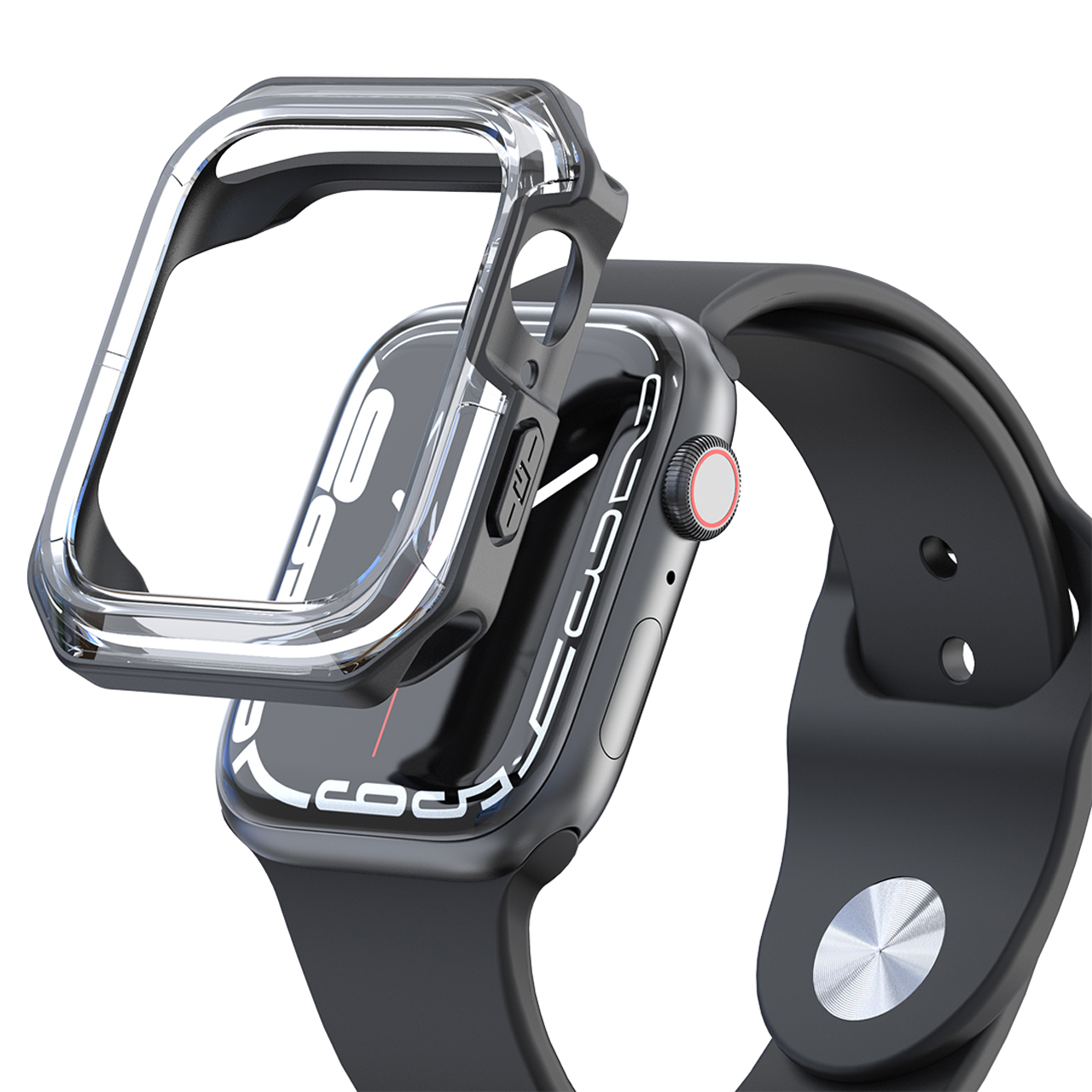 

Für Die Apple Watch Serie 7 41 mm Weiches TPU Transparent Dual Ausgehöhlte Anti-fall-abdeckung - Transparent/schwarz, Apple Watch Series 9 41mm