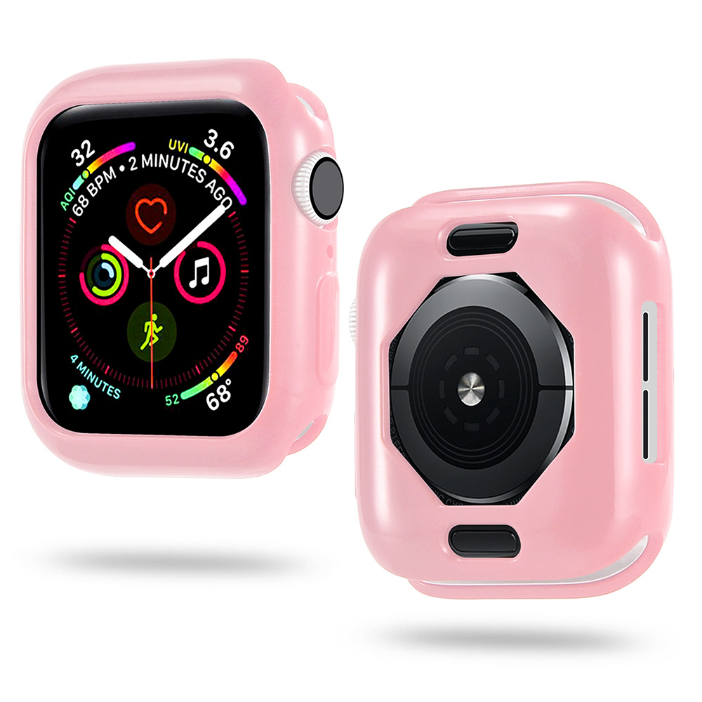 

For Apple Watch Series 7 45mm Lightweight Soft TPU Solid Color Smart Watch Case Cover - Pink, Apple Watch Series 7 45mm