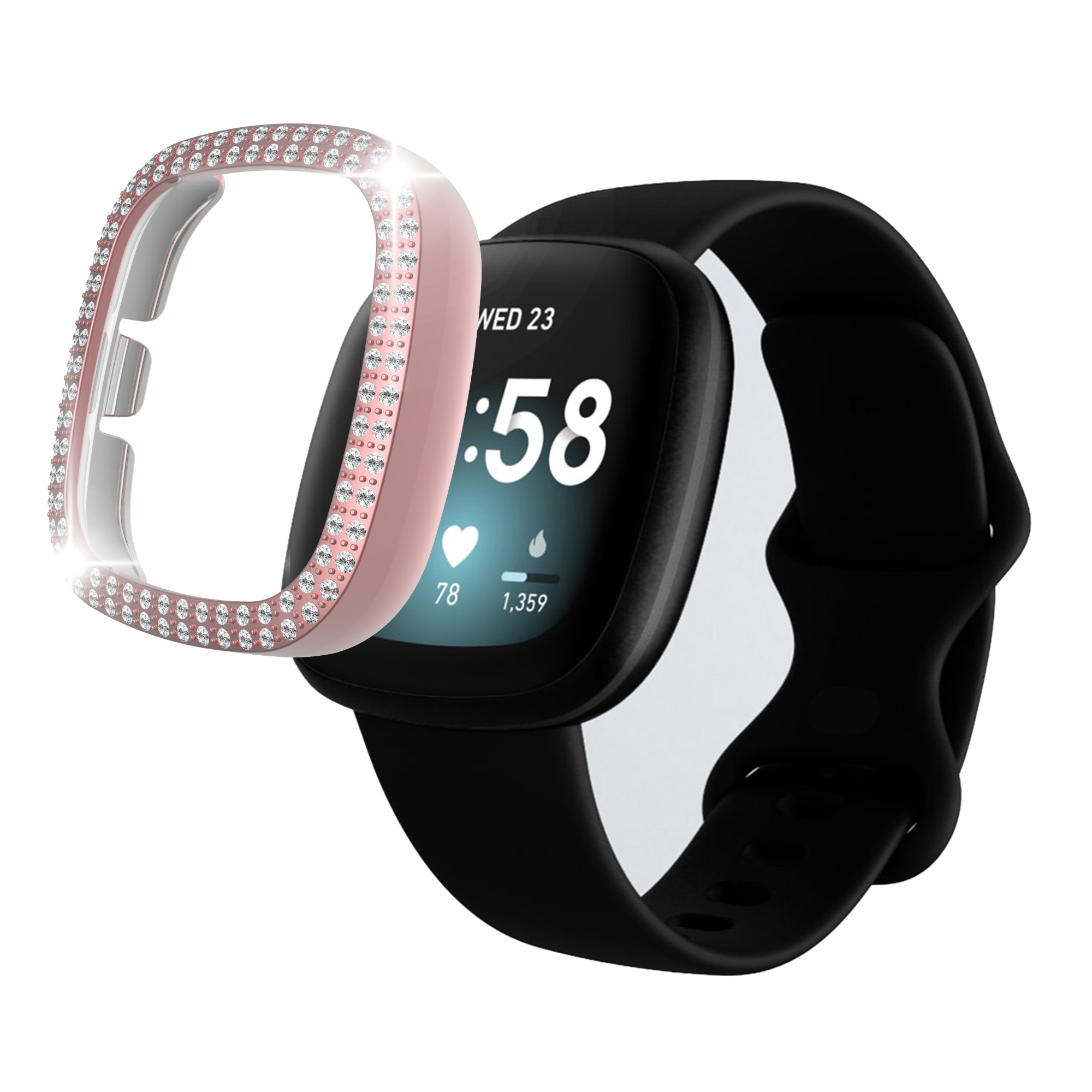 

Для Fitbit Versa 3/Sense Two Row Rownestones. - Розовый, Fitbit Versa 3