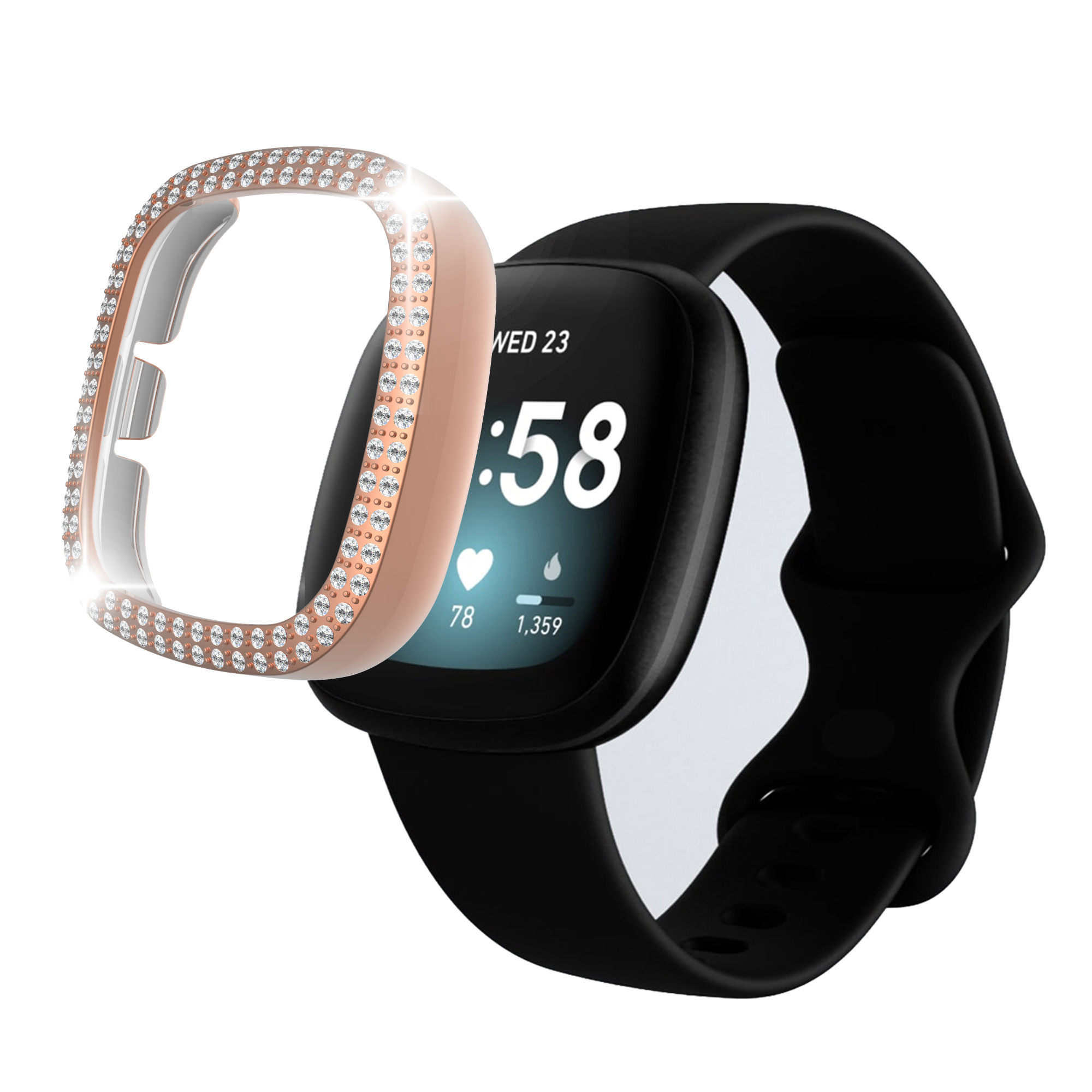 

Для Fitbit Versa 3/Sense Two Row Rownestones. - Розовое Золото, Fitbit Versa 3