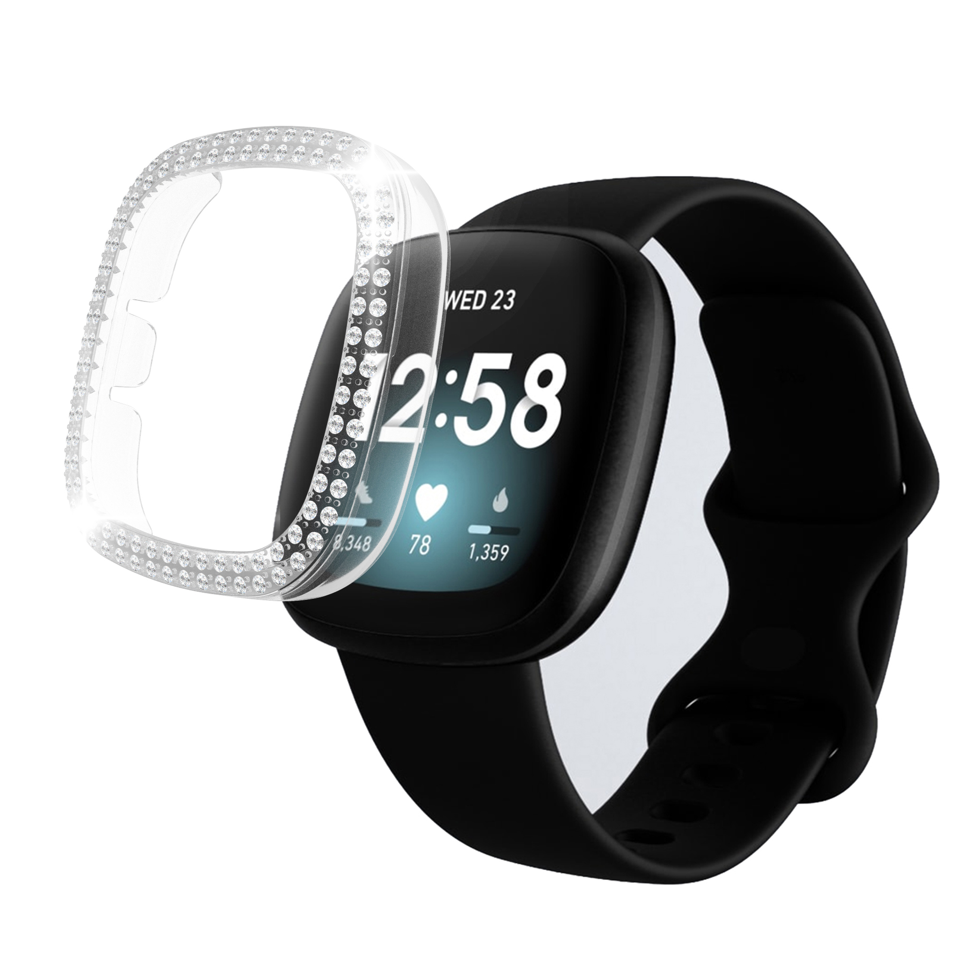

Для Fitbit Versa 3/Sense Two Row Rownestones. - Прозрачный, Fitbit Versa 3