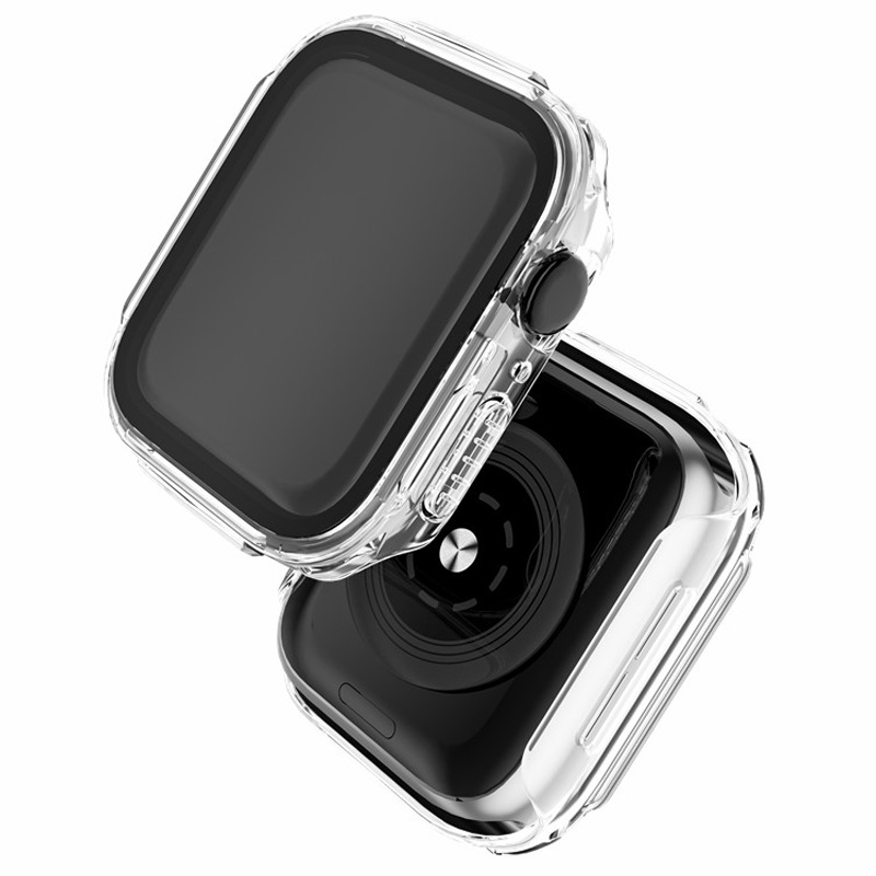 

For Apple Watch Series 7 / 8 41mm Electroplated PC Smart Watch Case with Anti-wear Tempered Glass Screen Protector - Transparent, Apple Watch Series 7 41mm