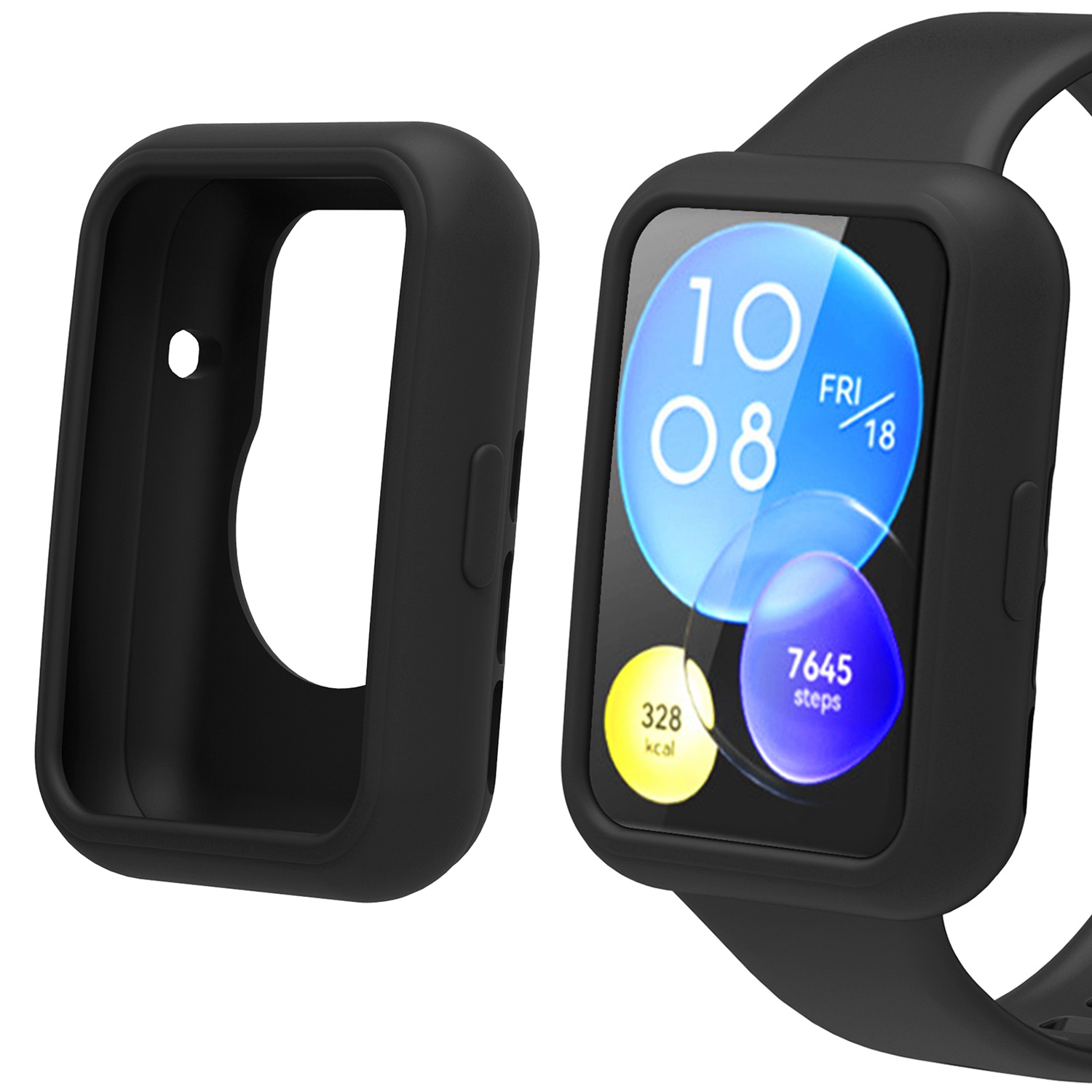 

Для Huawei Watch Fit 2 Anti-Drop Watch Case Percise Silicout Silicone Watch Cover - Черный, Huawei Watch Fit 2