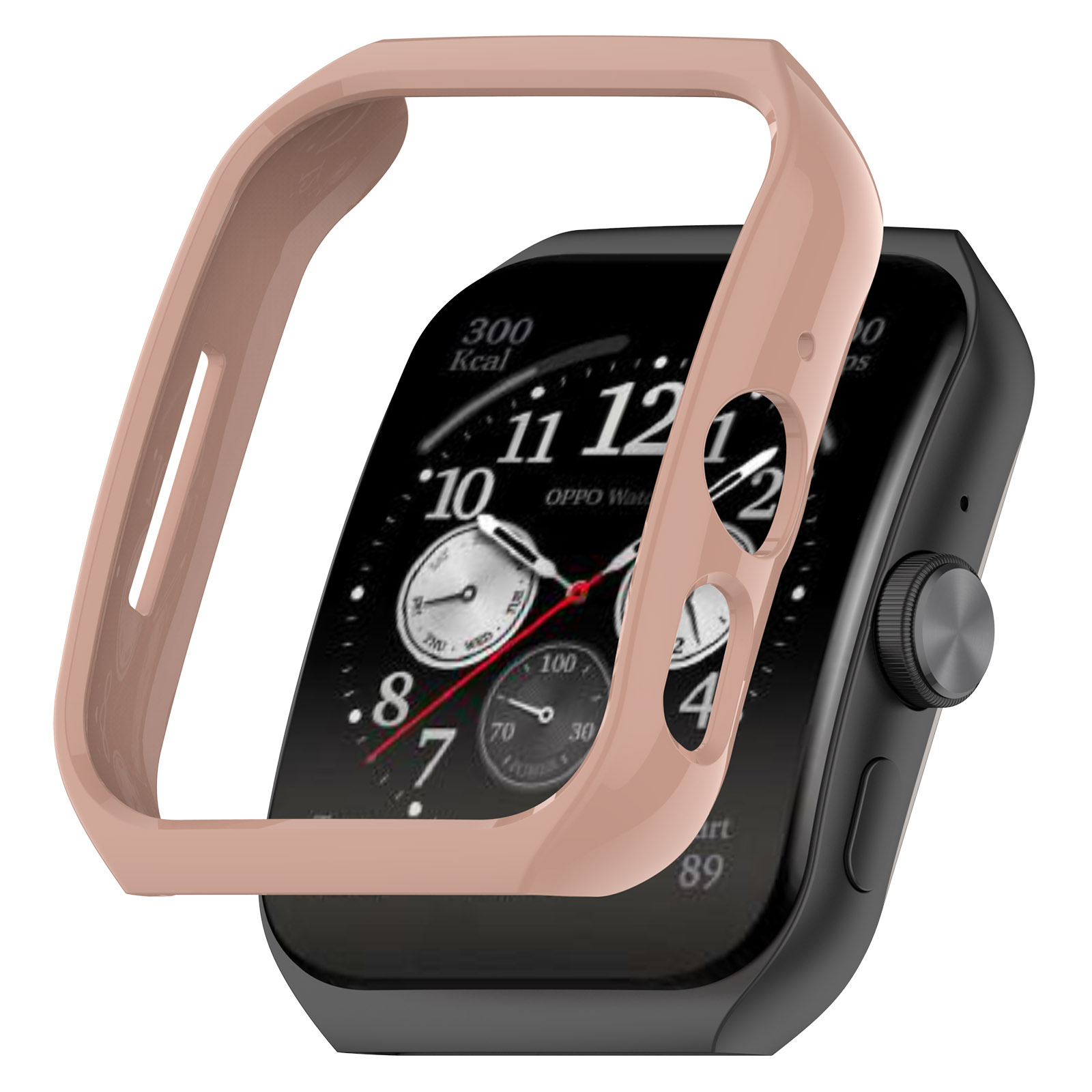 

For Oppo Watch 3 Pro Hollow-out Smart Watch Case Frame Hard PC Anti-scratch Protective Cover - Pink, Oppo Watch 3 Pro