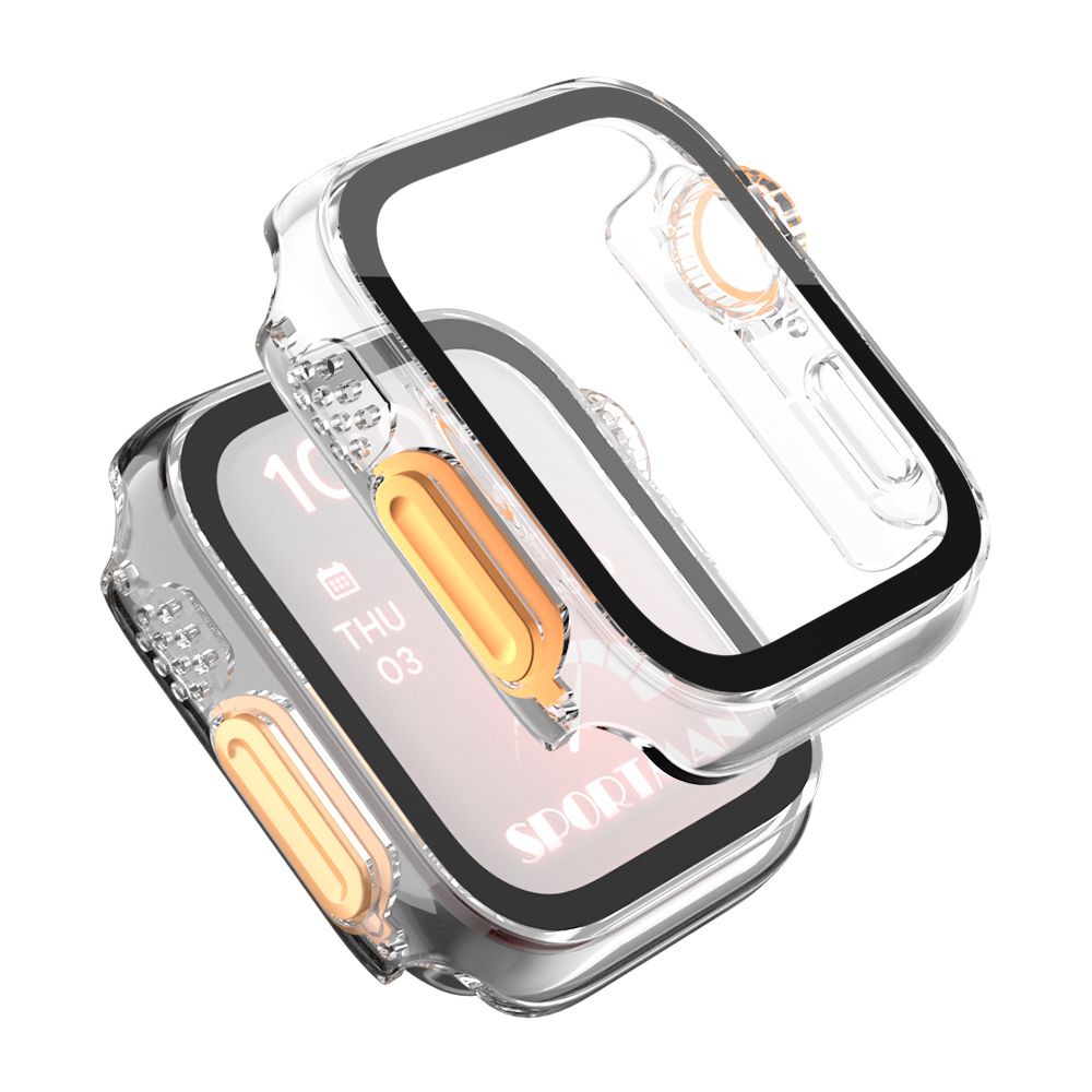 

Für Die Apple Watch Series 7 / 8 41 mm Anti-kratzer Wasserdichtes Hard-pc-uhrgehäuse Mit Temperiertem Glasschildschutzschutz - Transparent, Apple Watch Series 7 41mm