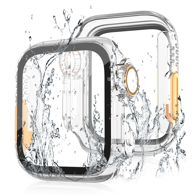 

für die apple watch series 6 / 5 / 4 / se / se (2022) 40 mm wasserdichtes drop-of-pc-uhrgehäuse mit temperiertem glasschilddarsteller - transparent, Apple Watch SE (2022) 40mm
