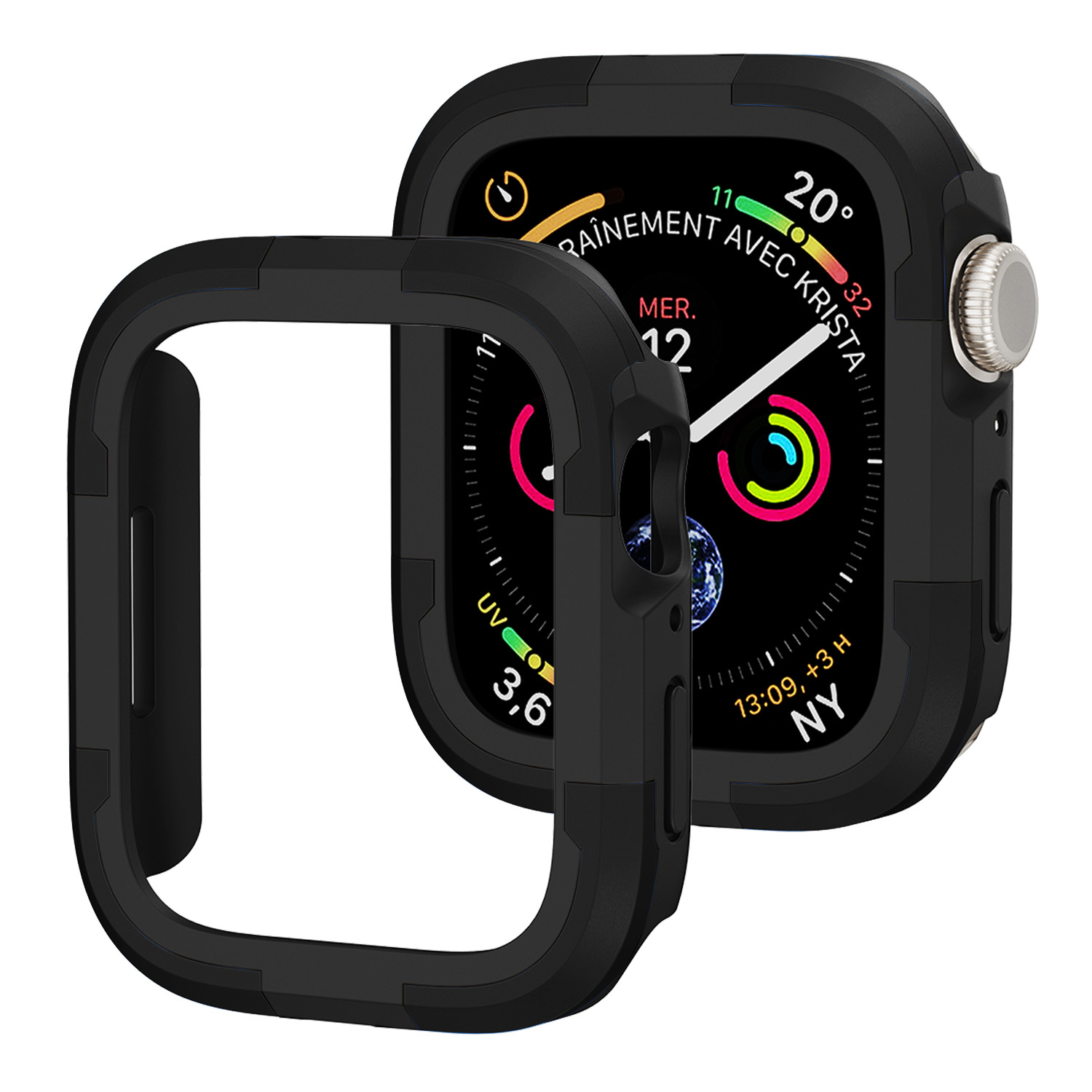 

Für Die Apple Watch Series 8 / 7 45 mm TPU+PC Rugged Shock Proof Case Anti-kratzer-rahmenbezugsabdeckung - Schwarz, Apple Watch Series 9 45mm