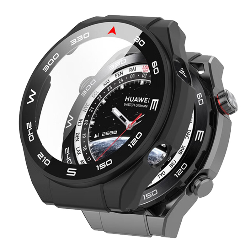 

Rurihai Für Huawei Uhr Ultimate Hard PC Uhrengehäuse Mit Hoher Aluminium-silicon-glasschilddarstellung Gesamtschutzabdeckung - Schwarz, Huawei Watch Ultimate