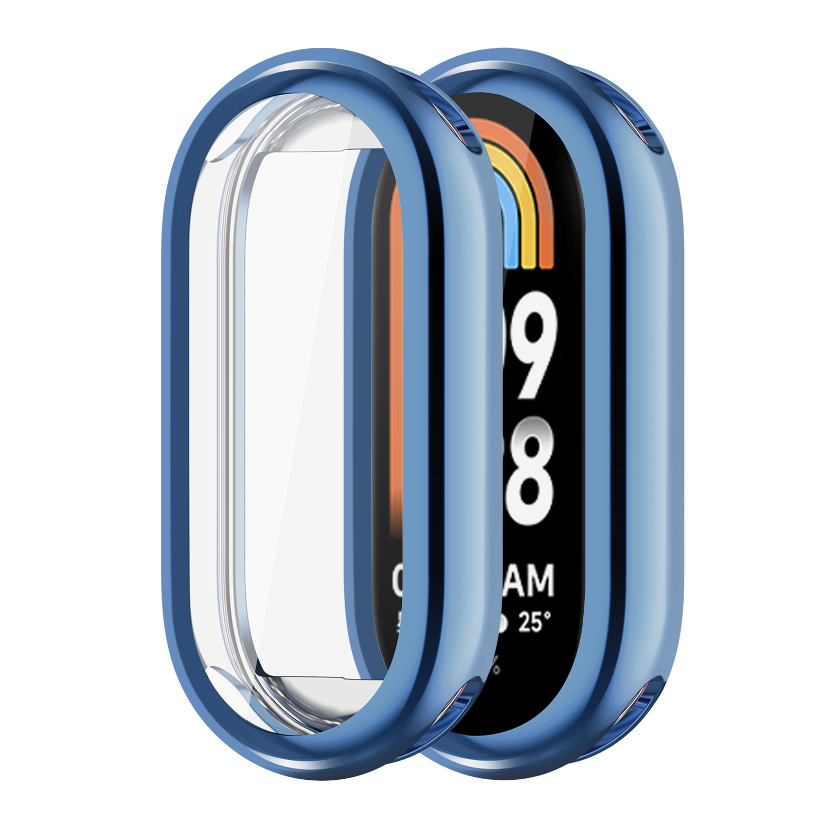 

Für Das Xiaomi Smart Band 8 Elektroplatten TPU -deckung Full Protection Watch Case - Blau, Xiaomi Smart Band 8