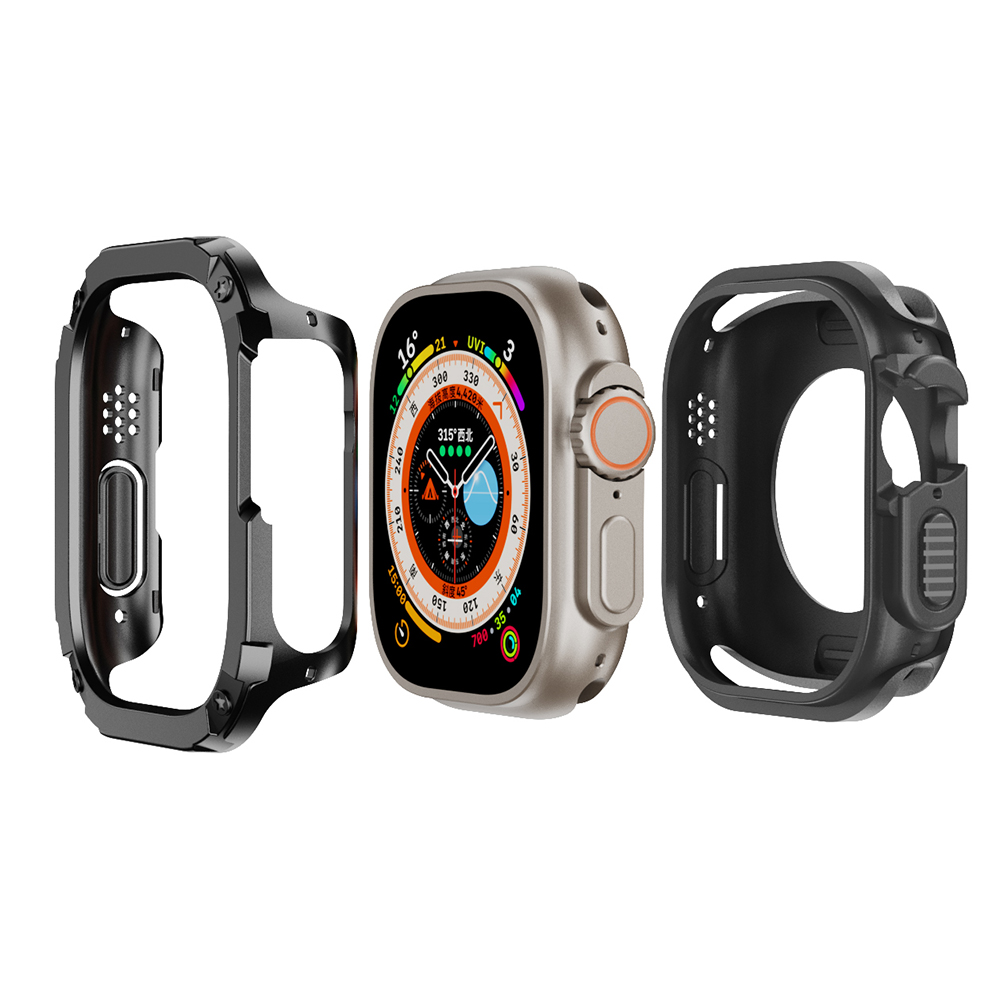 

Watch Case Für Die Apple Watch Series 8 7 41mm / Serie 6 5 4 SE (2022) SE 40 mm TPU+PC Schockdichte Rahmenabdeckung - Schwarz, Apple Watch Series 6 40mm