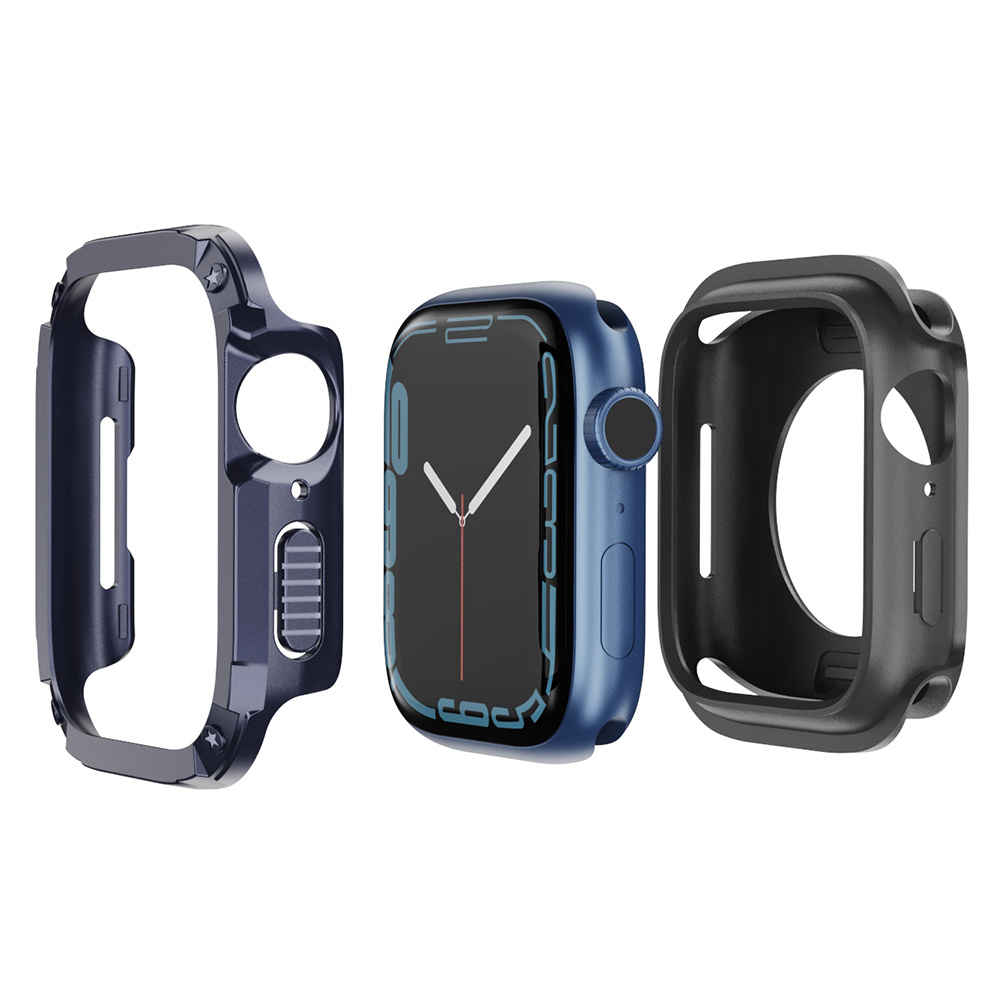 

Für Die Apple Watch Series 6 5 4 se se (2022) 44 mm / 8 7 45 mm Uhr Wachkoffer TPU+PC Anti-drop-abdeckung - Mitternachtsblau, Apple Watch Series 9 45mm
