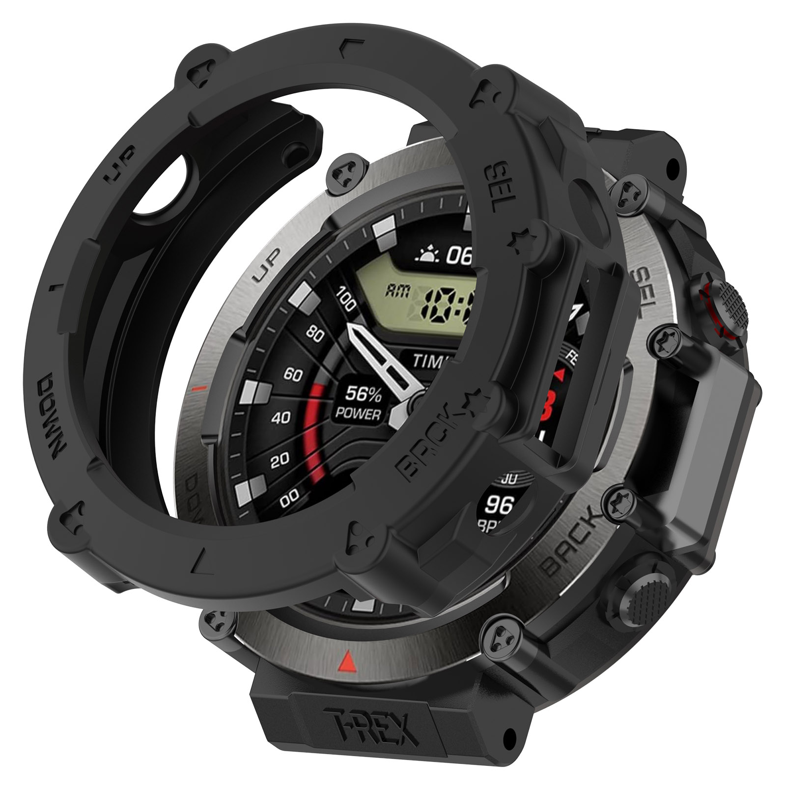 

Anti-Scratch Watch Housing Case Für Amazfit T-Rex Ultra A2142 TPU Cover Schnellfreisetzungen Hollow Case - Schwarz, Huami Amazfit Watch