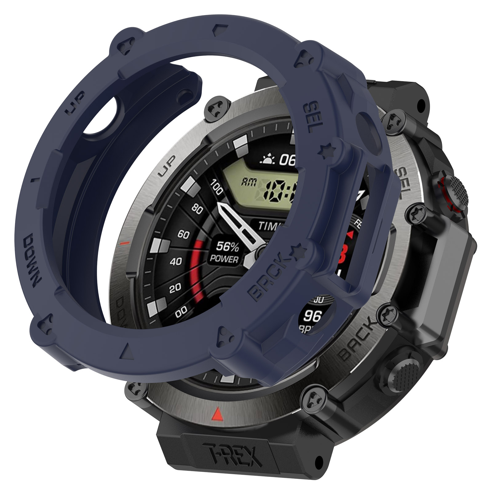 

Anti-Scratch Watch Housing Case Für Amazfit T-Rex Ultra A2142 TPU Cover Schnellfreisetzungen Hollow Case - Mitternachtsblau, Huami Amazfit Watch