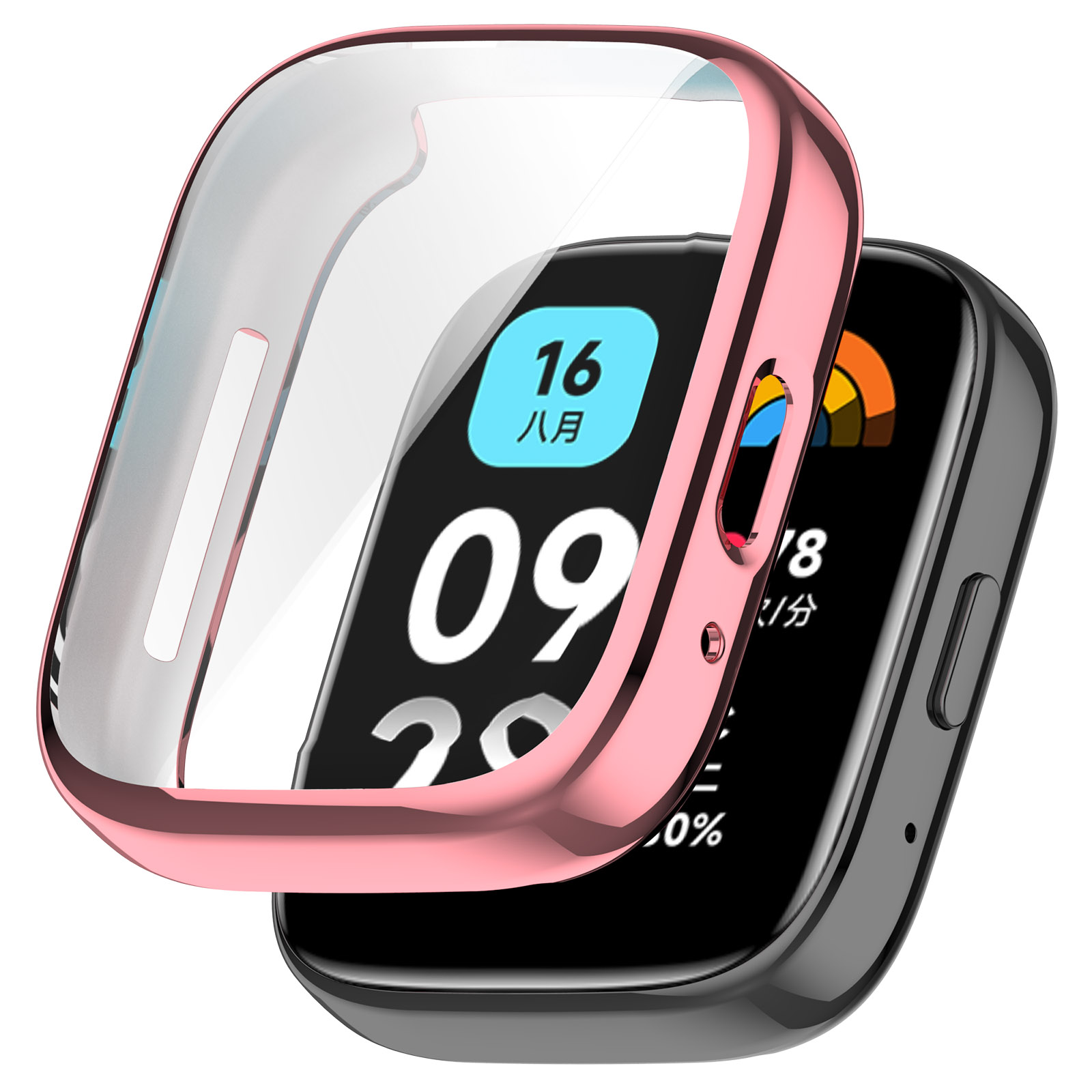 

Für Xiaomi Redmi Watch 3 Lite Electroplated TPU Watch Case Scratch Proof Vollabdeckung Abdeckung - Rosa, Xiaomi Redmi Watch 3 Lite