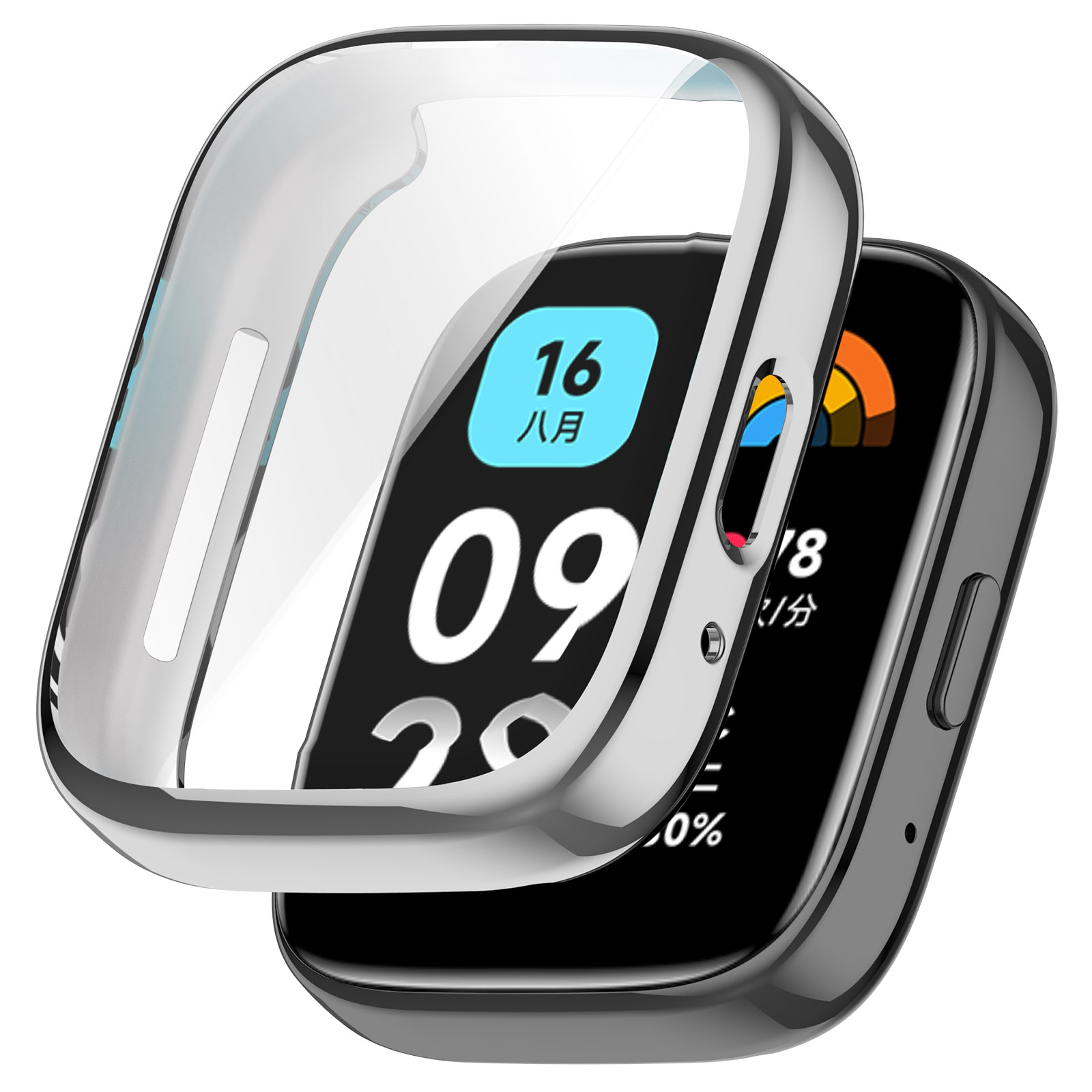 

Für Xiaomi Redmi Watch 3 Lite Electroplated TPU Watch Case Scratch Proof Vollabdeckung Abdeckung - Silber, Xiaomi Redmi Watch 3 Lite
