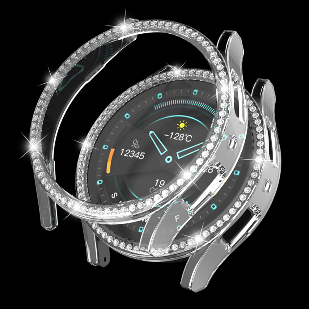

Für Samsung Galaxy Watch6 44mm Hard PC -hülle Deckung Strass Decorated Watch Hollow Housing Case - Transparent, Galaxy Watch6 44mm