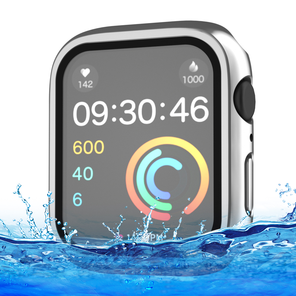 

IP68 Water of Watch Hülle Für Die Apple Watch Series 7 / 8 41 Mm, Temperierter Glasschirmschutzpc Uhrenabdeckung - Silber, Apple Watch Series 7 41mm