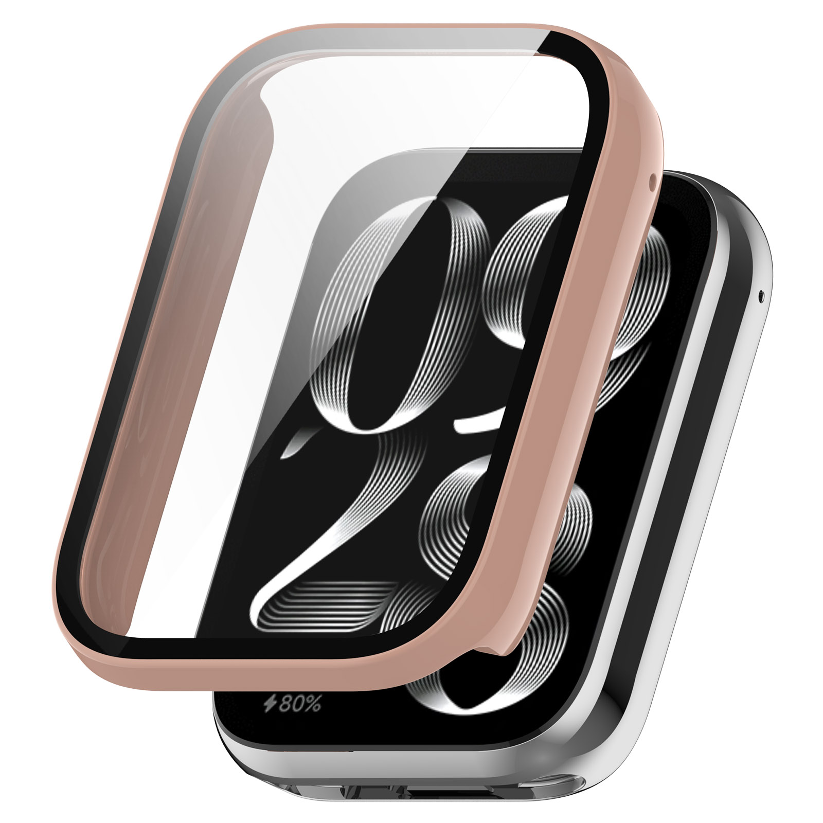 

Watch Case Für Xiaomi Smart Band 8 Pro, Hard PC Frame Watch Cover Mit Temperamentvollem Glasschirmschutzschutz - Rosa, Xiaomi Smart Band 8 Pro