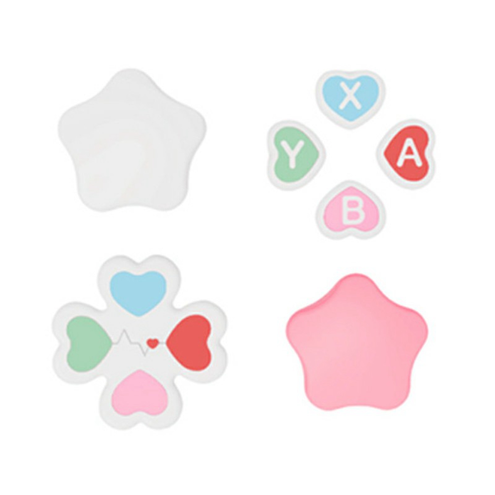 For Nintendo Switch 2 Silicone Joystick Caps Cute Button Sticker Set Game Controller Accessories - Pink+White+Colorful