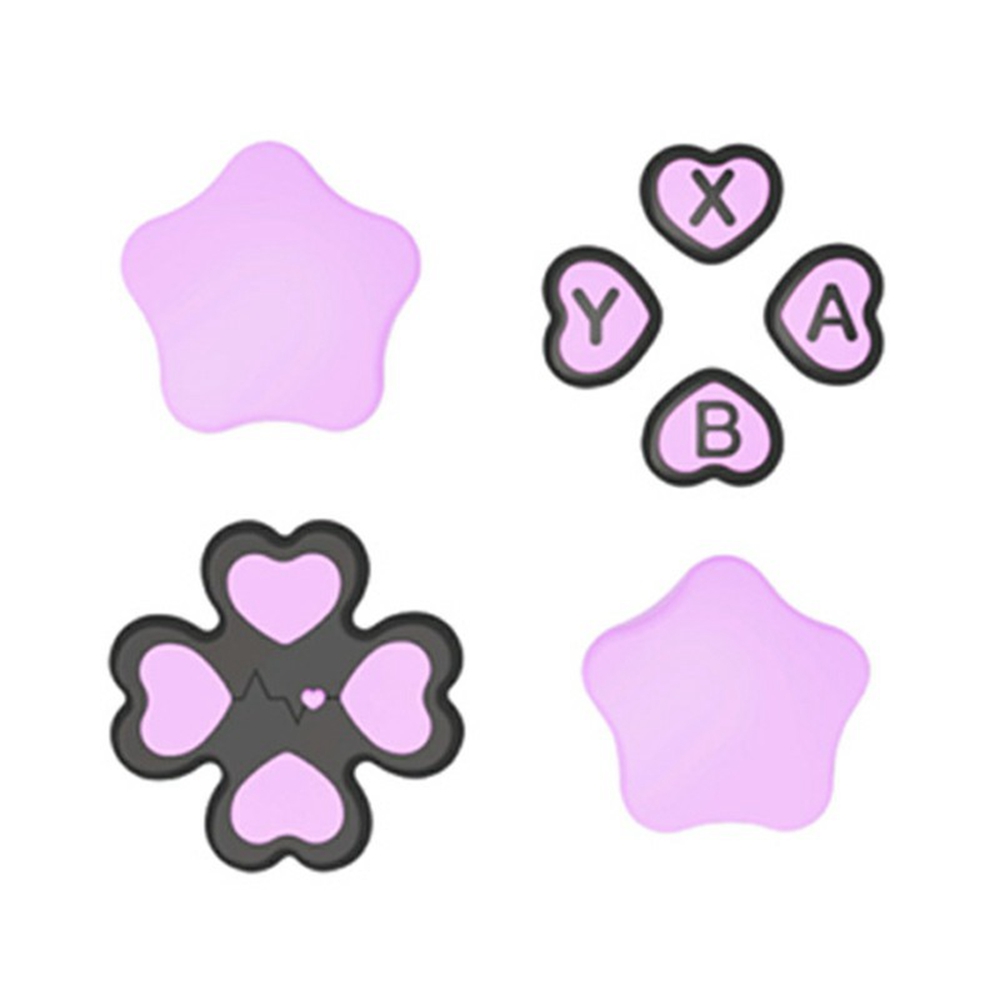 For Nintendo Switch 2 Silicone Joystick Caps Cute Button Sticker Set Game Controller Accessories - Purple+Black