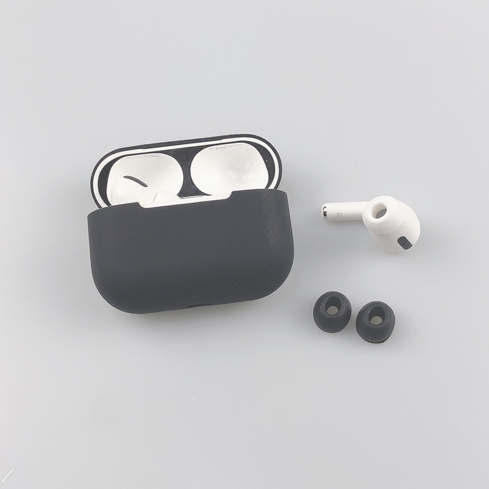 

Силиконовый Защитный Чехол + Ушные Советы Для Apple Airpods Pro - Чернить, AirPods Pro